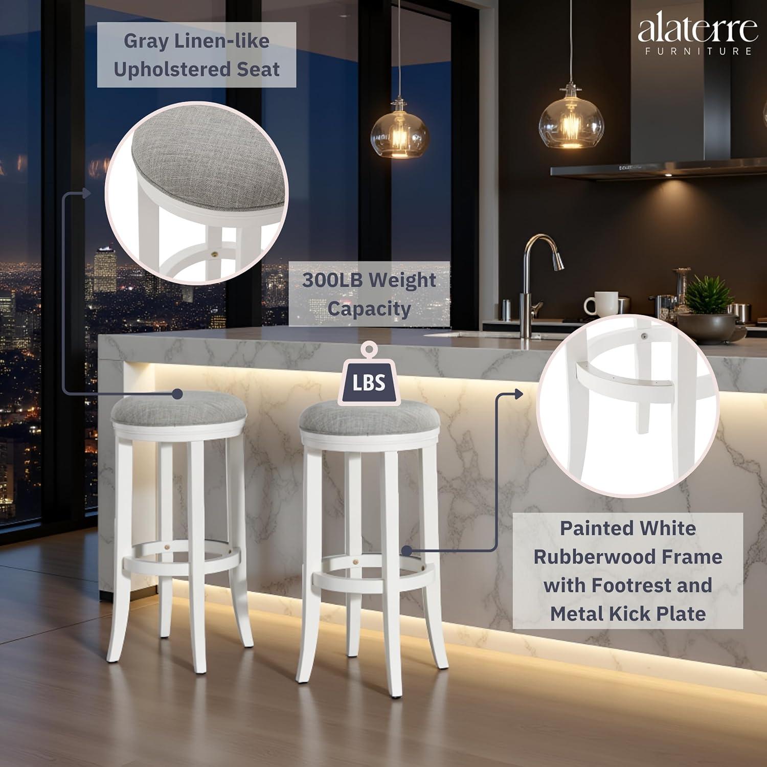 Alaterre Natick Solid Rubber Wood Counter And Bar Stool