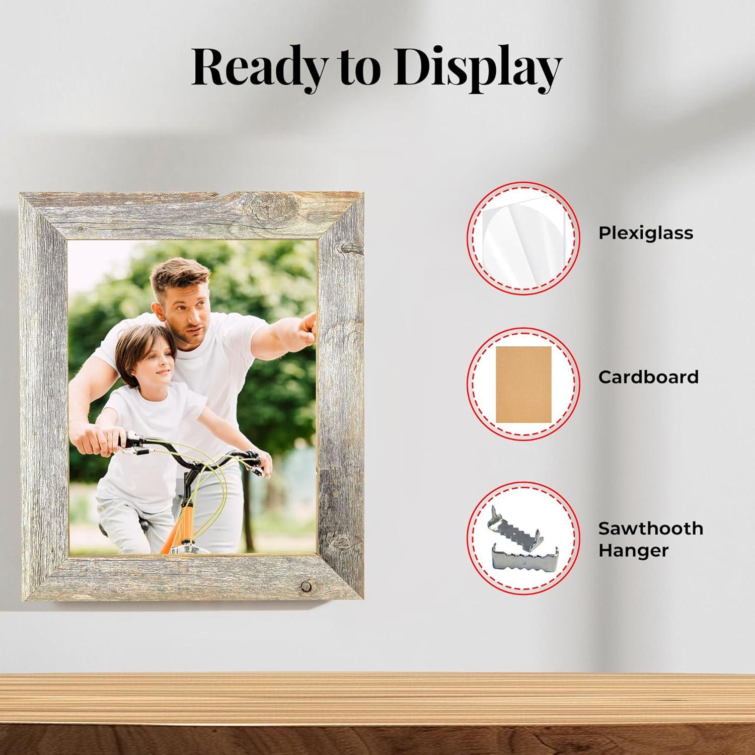 Rustic Farmhouse 20" x 24" Weathered Gray Reclaimed Wood Picture Frame (1.50" Molding)