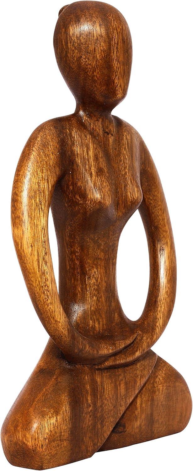 Handcrafted 12" Mahogany Wood Yoga Sculpture