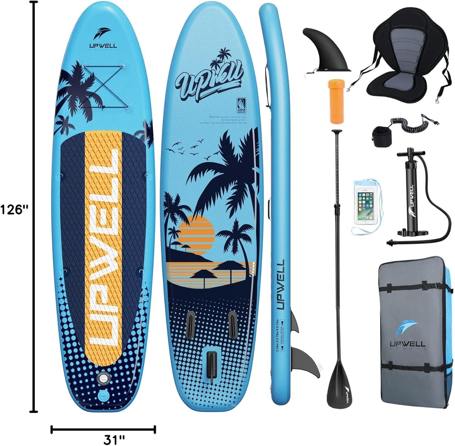 Upwell Blue Inflatable Stand-Up Paddle Board with Accessories