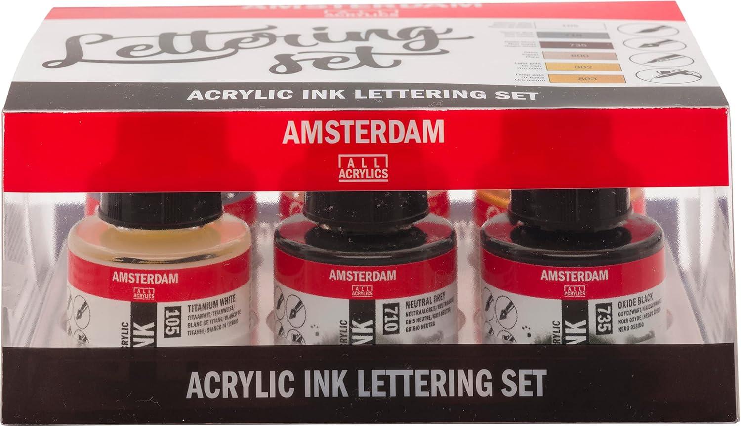 Amsterdam Acrylic Ink Lettering Set, 6-Colors