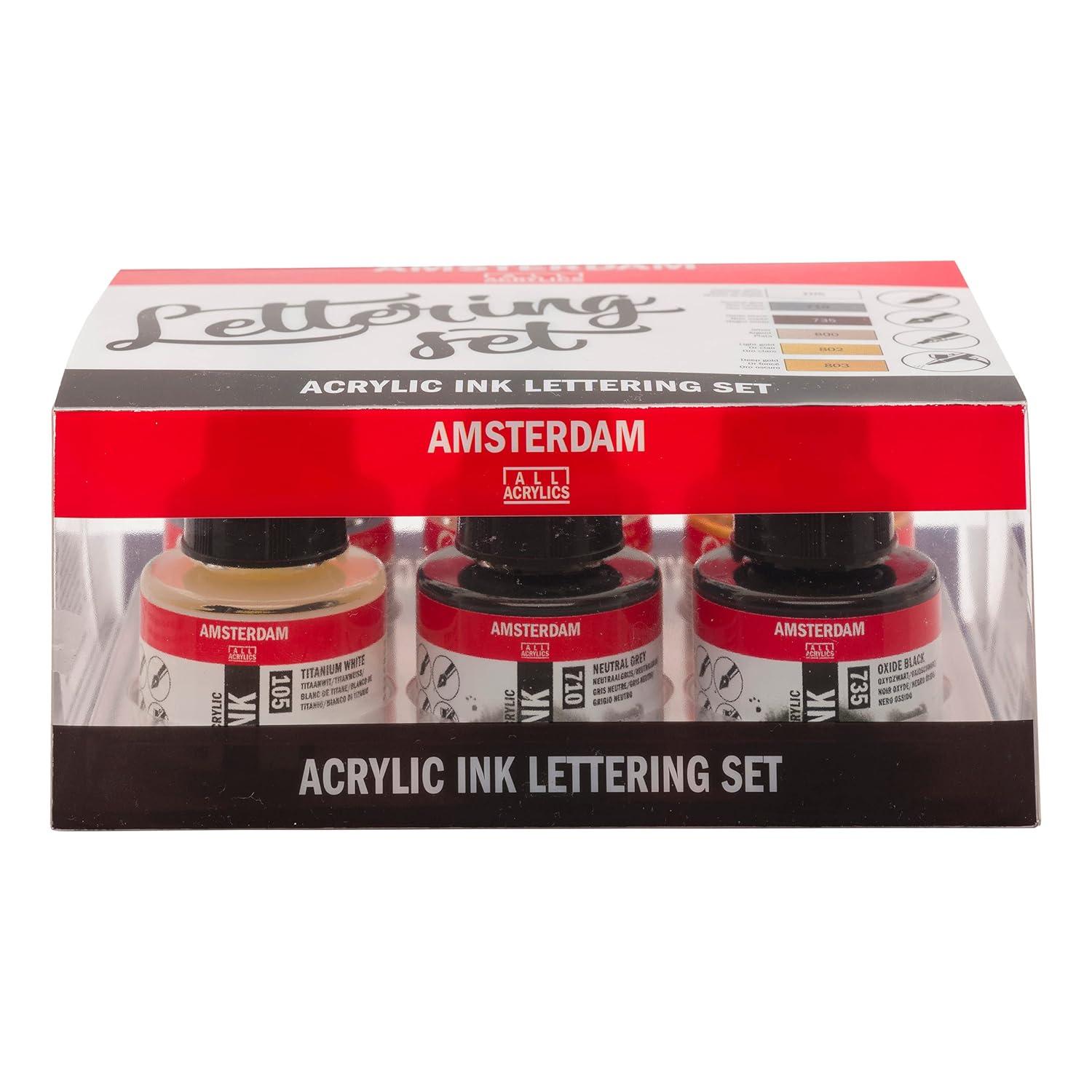 Amsterdam Acrylic Ink Lettering Set, 6-Colors