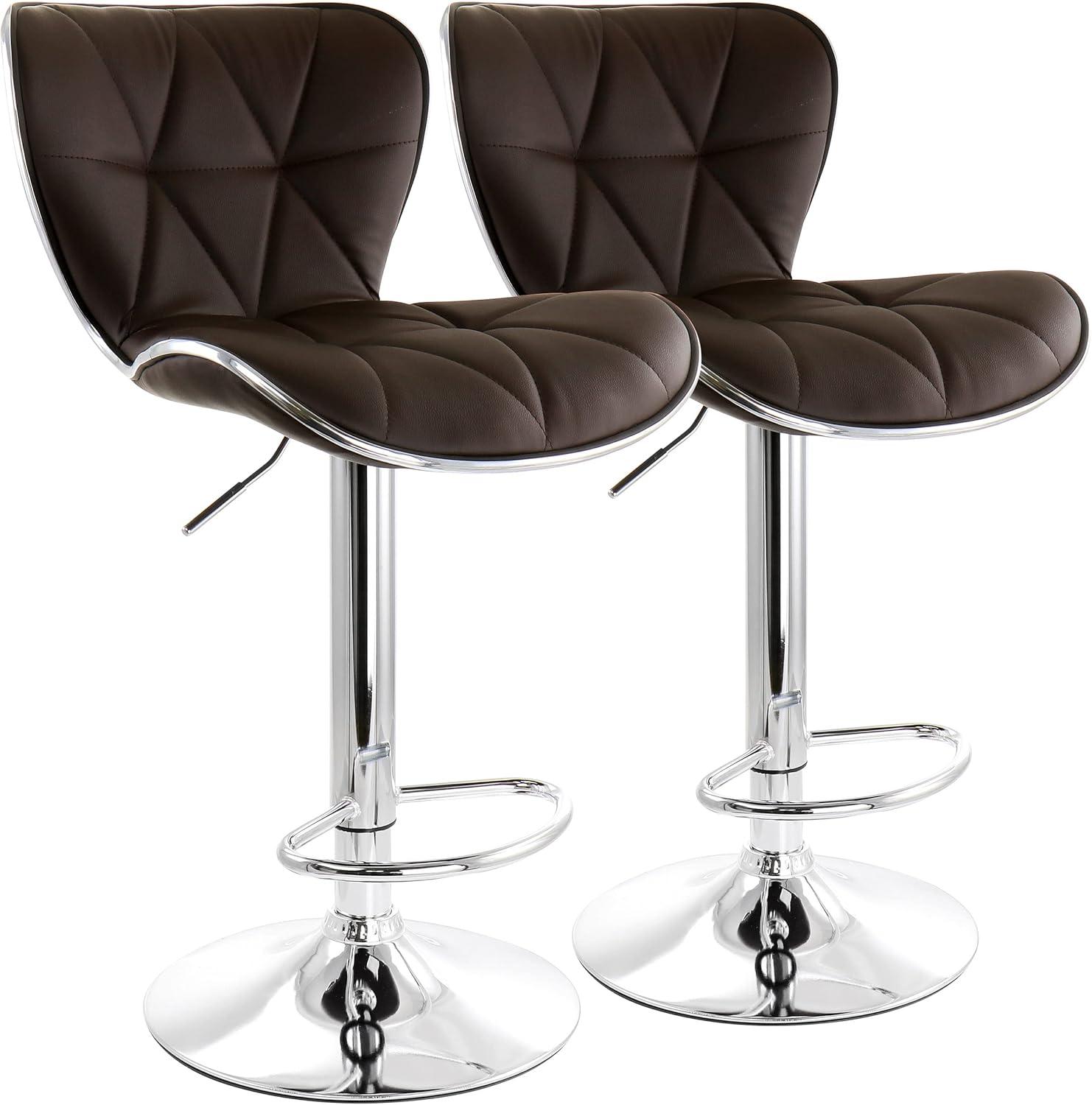 Elama 2 Piece Adjustable Faux Leather Bar Stool Set