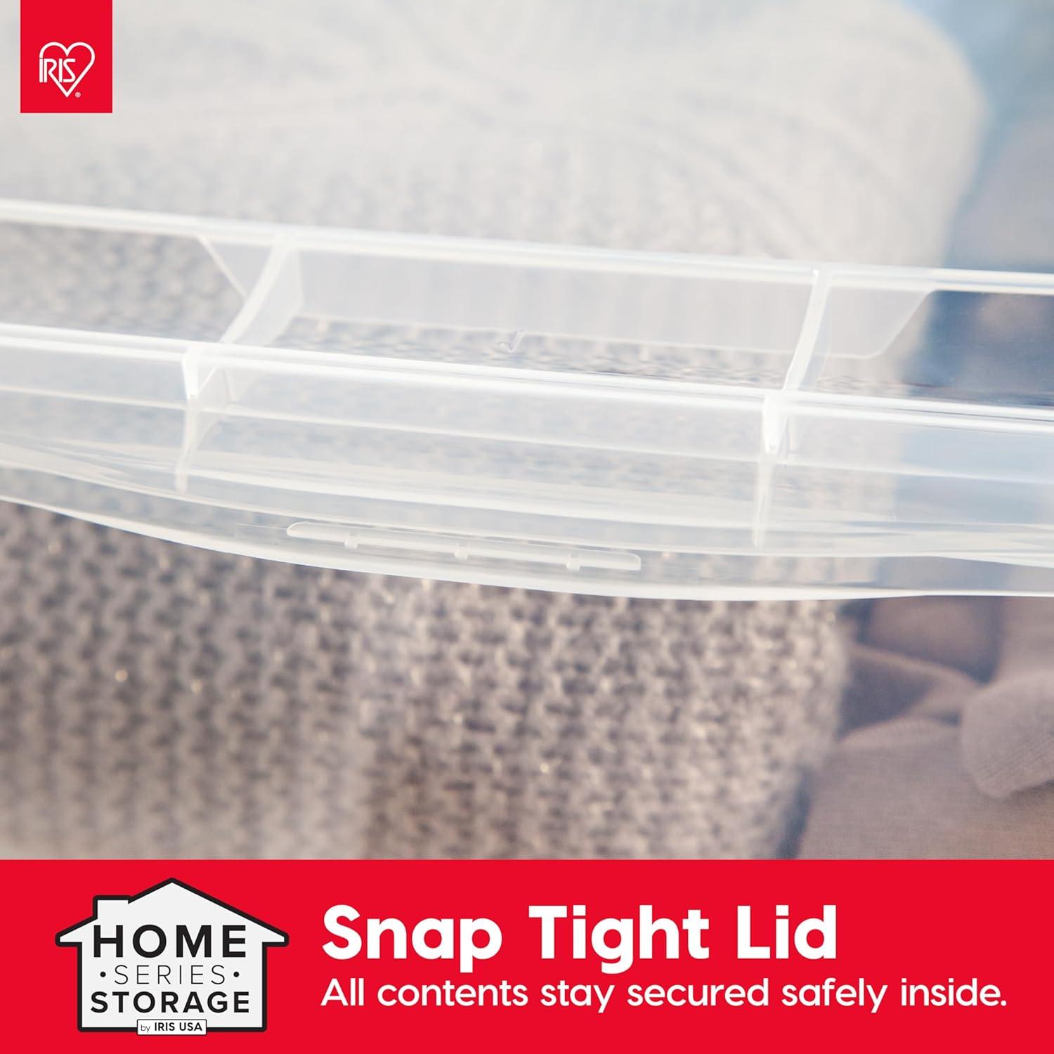 IRIS USA 28 Qt Clear Storage Box, Plastic Stackable Bin with Lid, 10 Pack