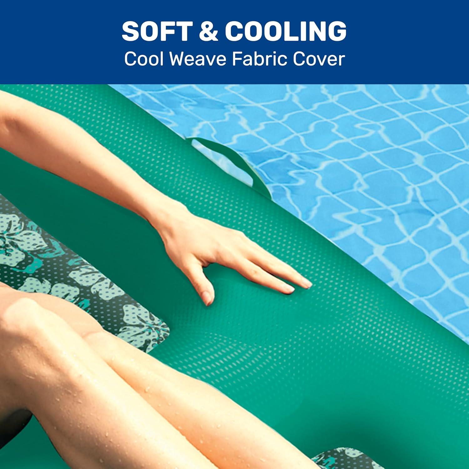 Aqua Leisure Premium Convertible Recliner Water Floats and Inflatables - Pineapple/Hibiscus Royal Blue