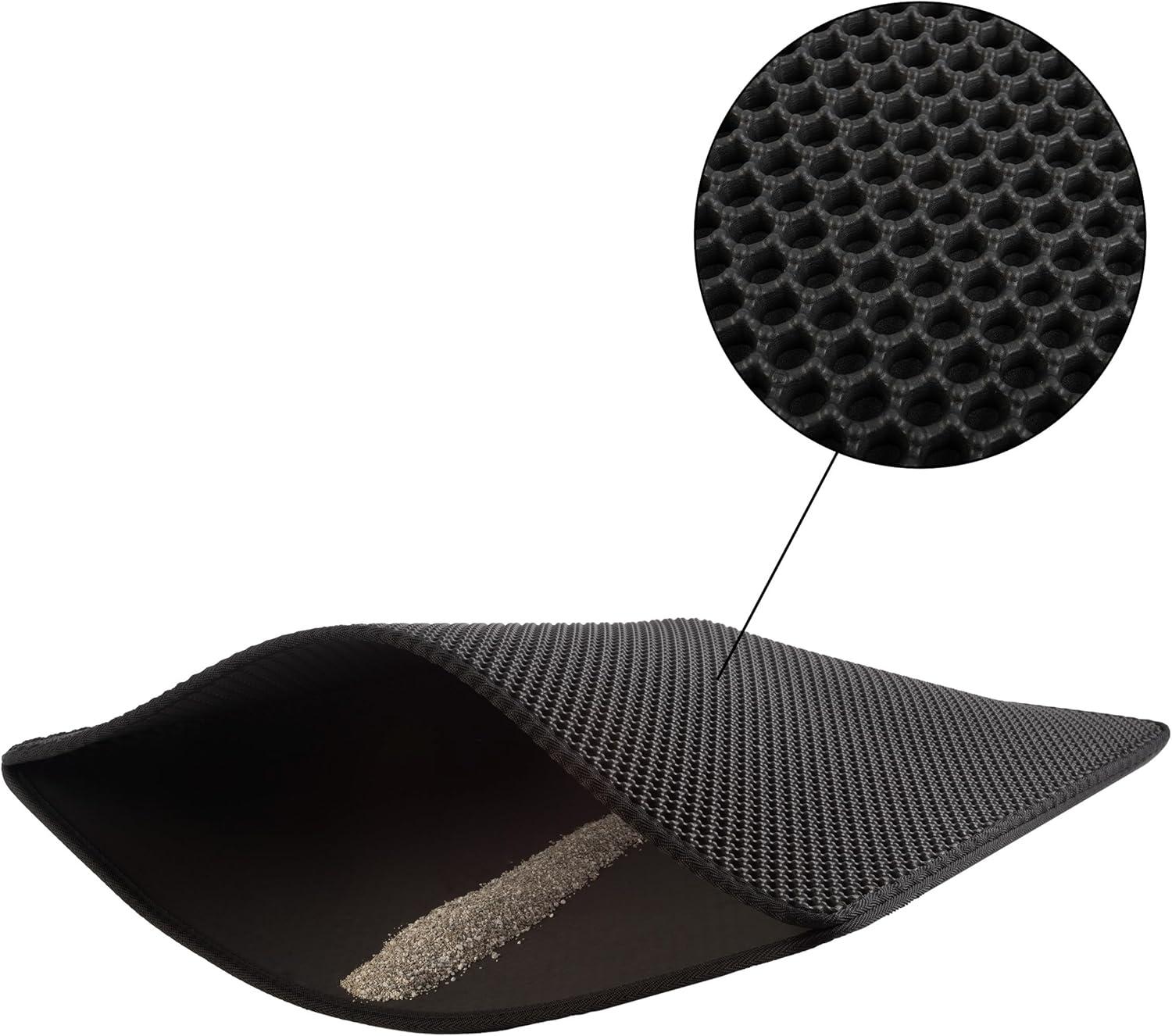 Petmaker Cat Litter Mat - 30x24 Waterproof Litter Box Mat with Dual-Layer Honeycomb Design for Trapping Litter - Slip-Resistant Cat Mat
