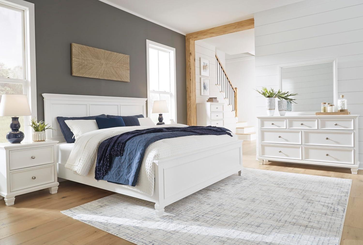 White Transitional 7-Drawer Dresser with Mirror