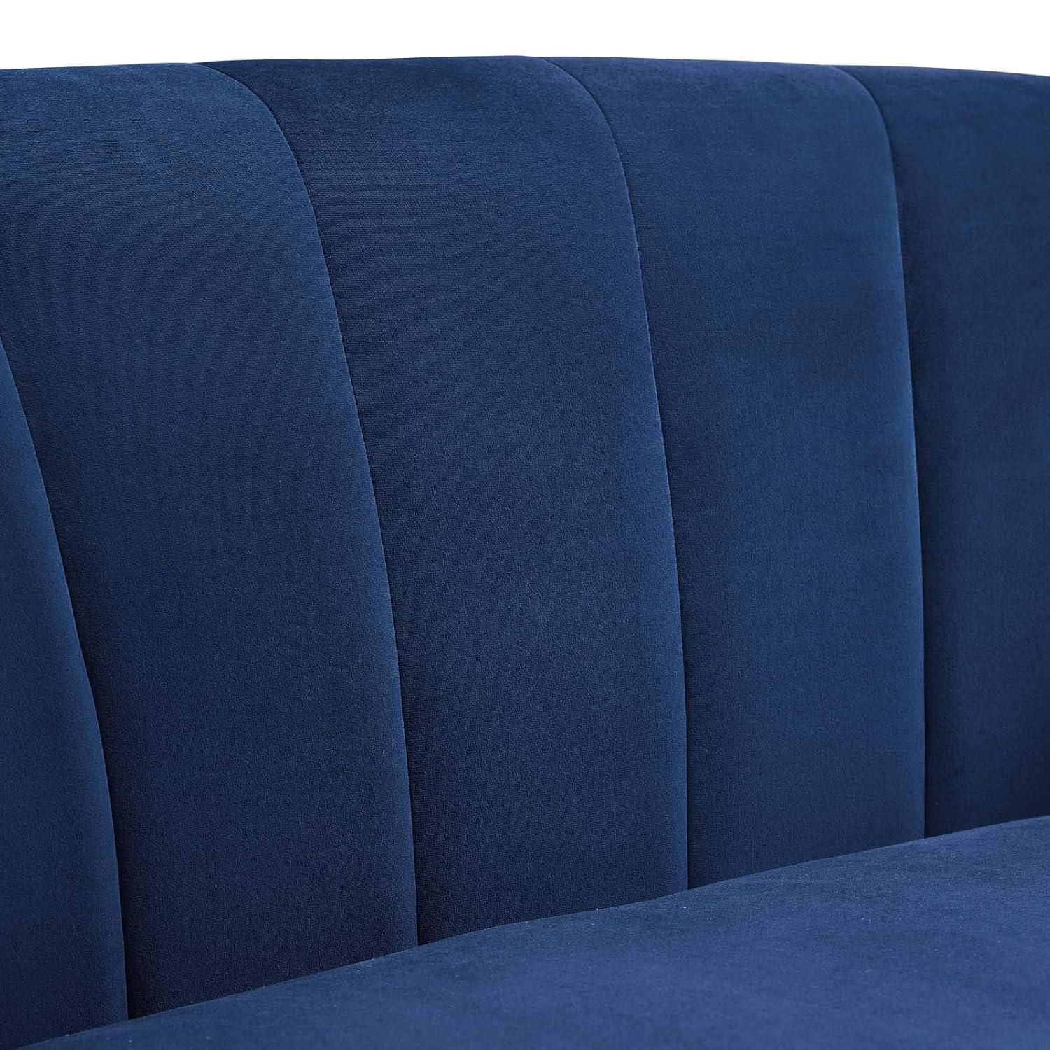 Modway Prospect Channel Tufted Performance Velvet Armchair in Navy