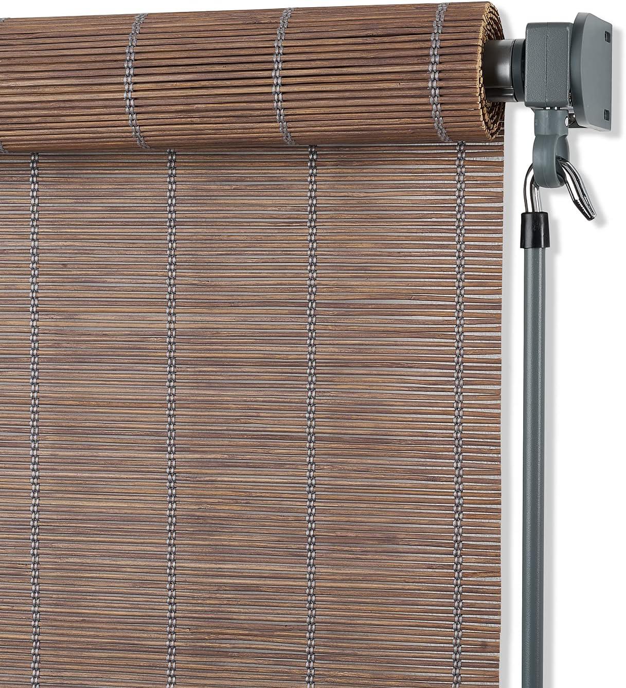 Coolaroo Bamboo Outdoor Roller Shade, 4' x 6'; Teak
