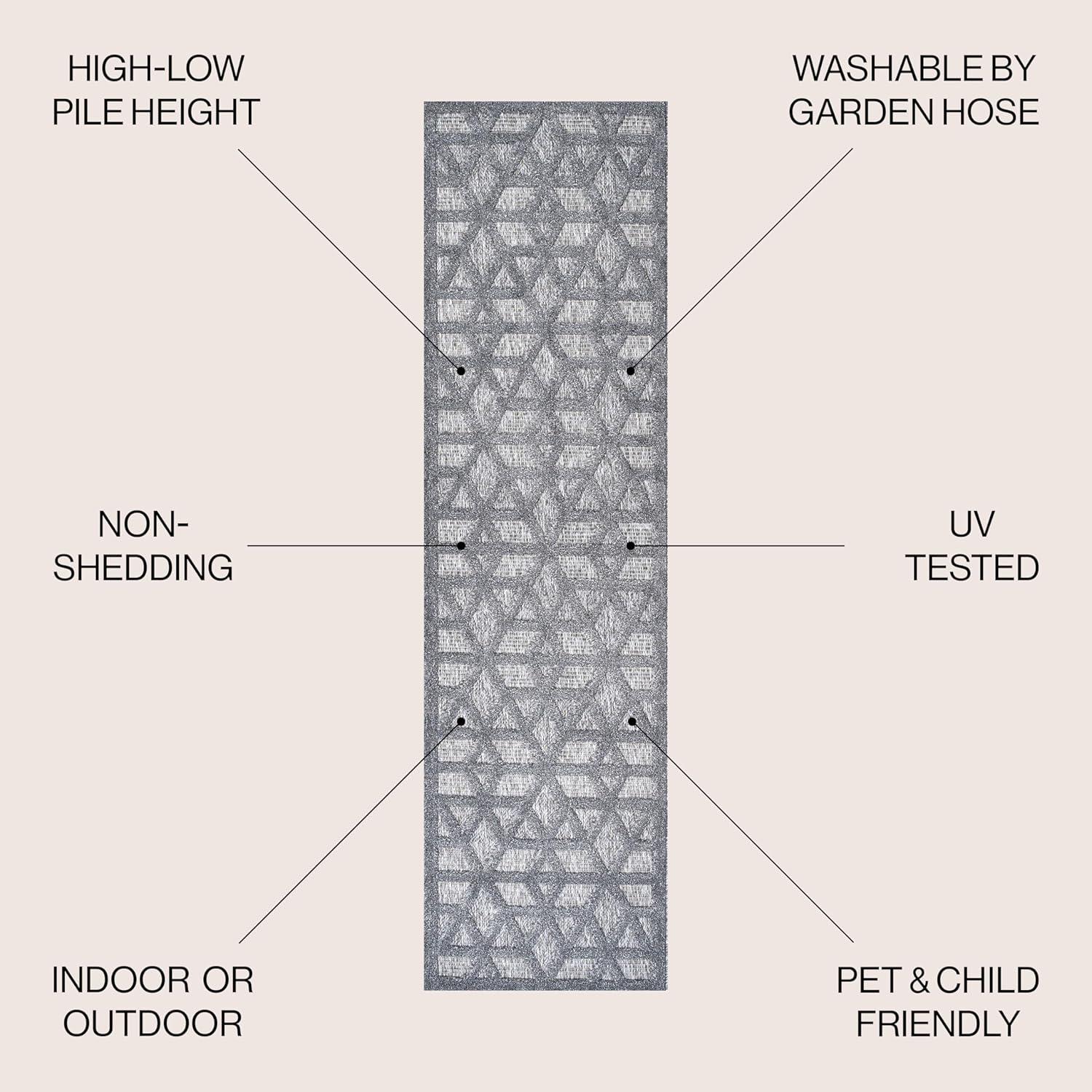 Talaia Neutral Geometric Indoor/Outdoor Area Rug - JONATHAN Y