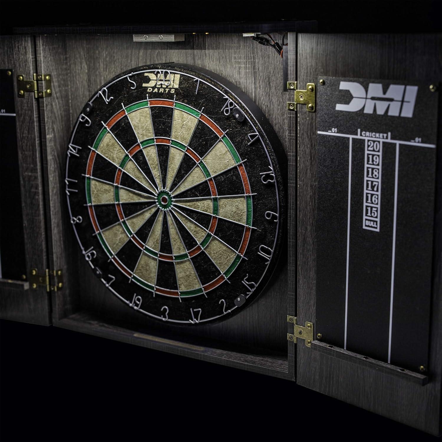 Sports Paris LED Lighted Bristle Dartboard and Cabinet Set with Darts