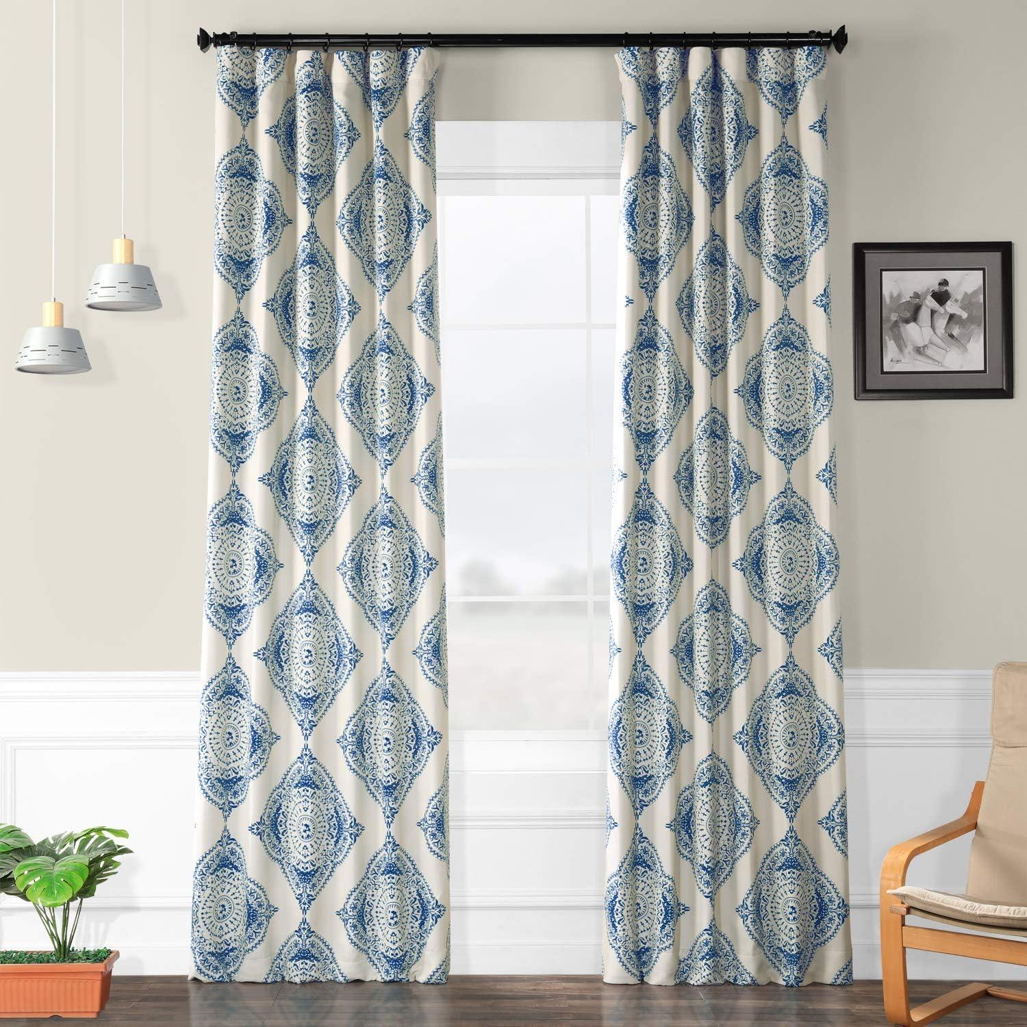 Henna Blue Blackout Room Darkening Curtain (1 Panel), Henna Blue, 50W X 120L