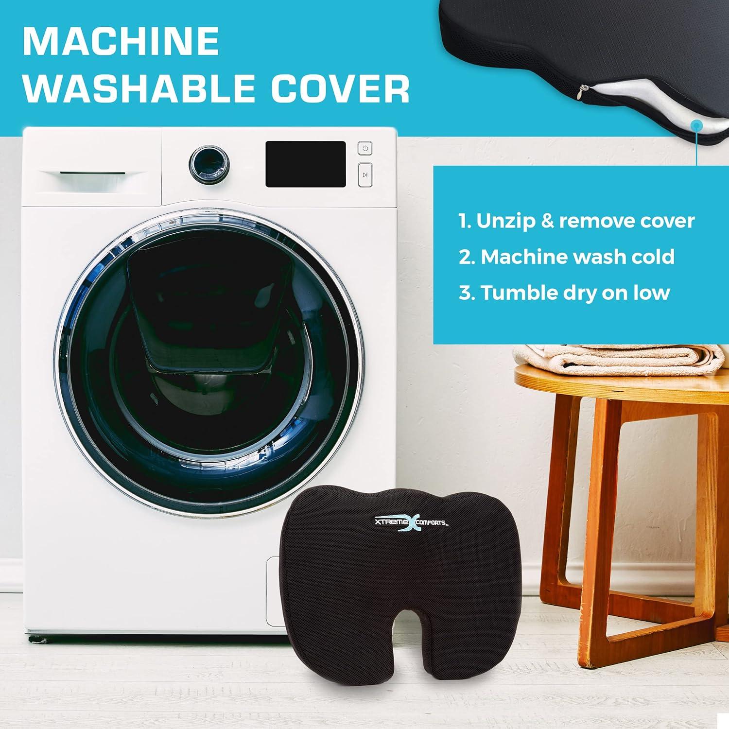 Xtreme Comforts Desk Chair Cushions for Back Support and Tailbone Relief - Memory Foam Coccyx Seat Cushion w/Handle & Bag for Home Office or Travel - Original