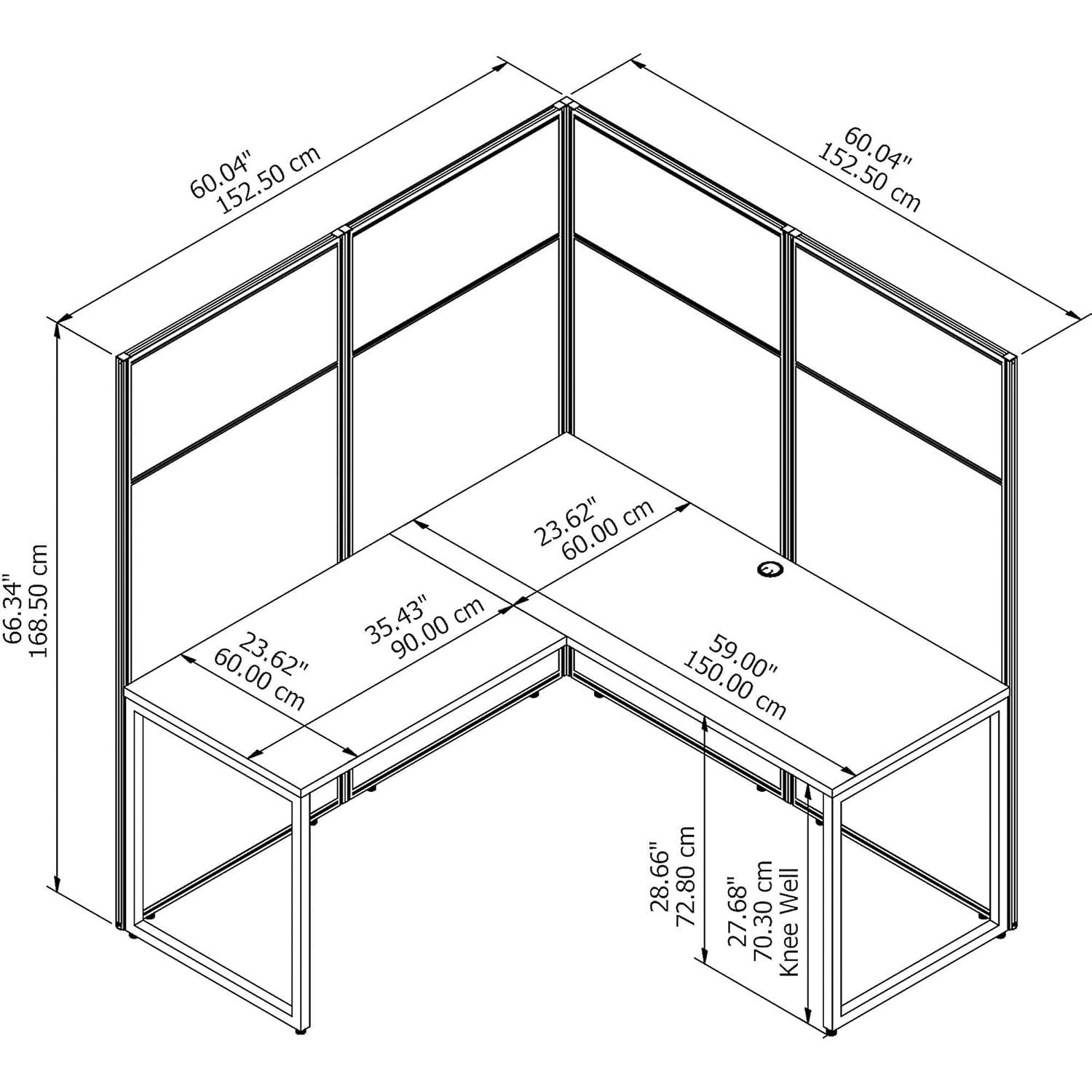Bush Business Furniture Easy Office L-Shaped 1 Person Cubicle with Cable Management