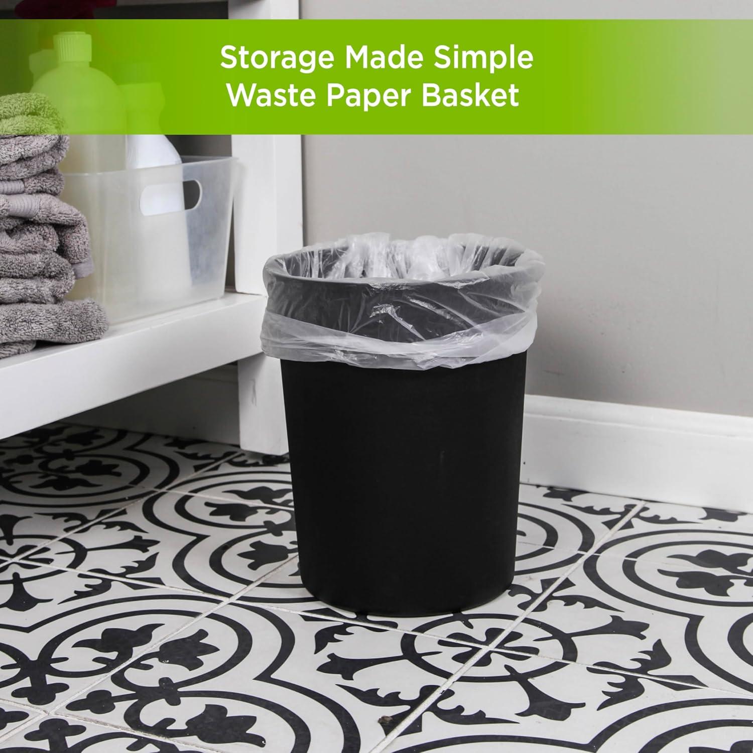 Kenney  Storage Made Simple Plastic Waste Paper Basket Black