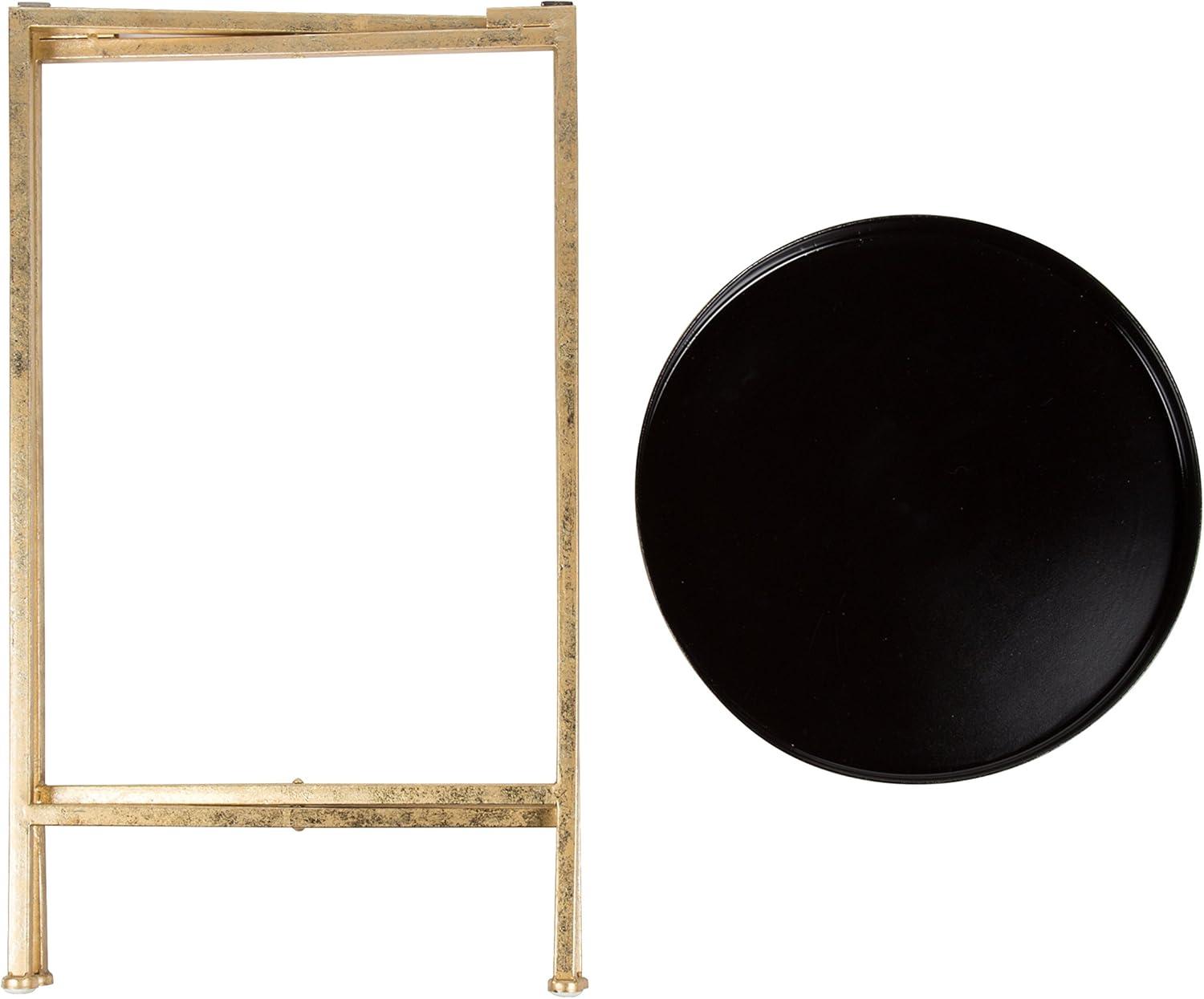 Kate and Laurel Celia Round Metal Tea Table, 14x14x25.75, Gold and Black