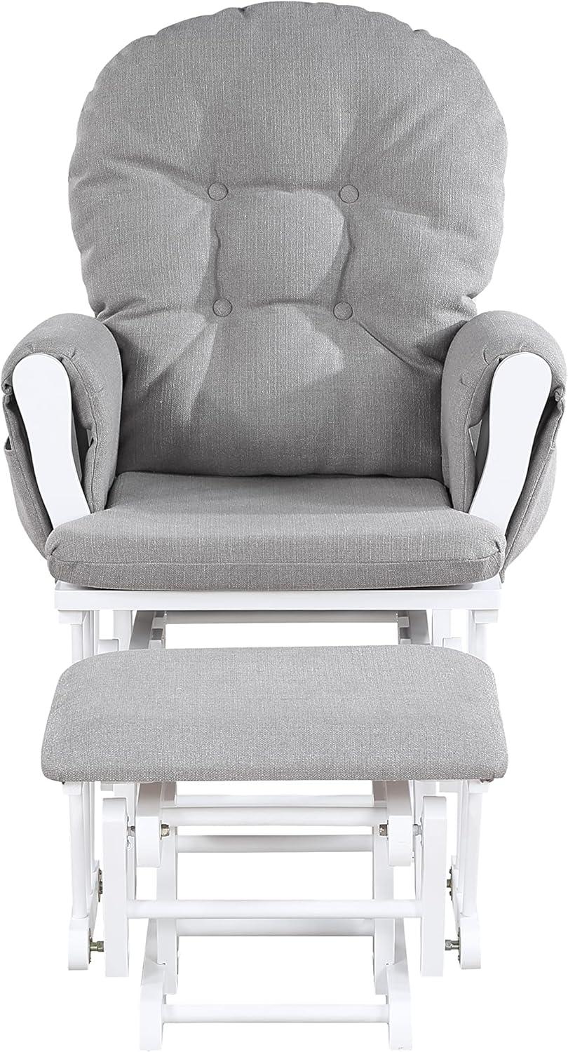 Winston Porter Mason Glider And Ottoman Wood And Oyster Fabric