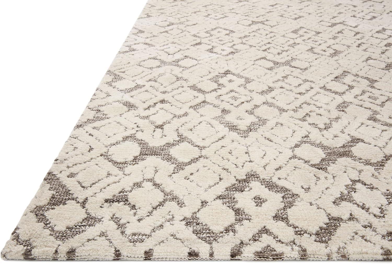 Ivory Geometric Wool-Synthetic Blend 7'9" x 9'9" Area Rug