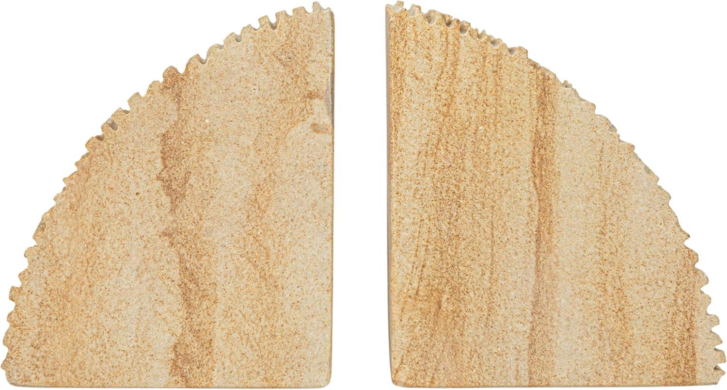 Natural Sandstone Ribbed Edge Decorative Bookends, Set of 2