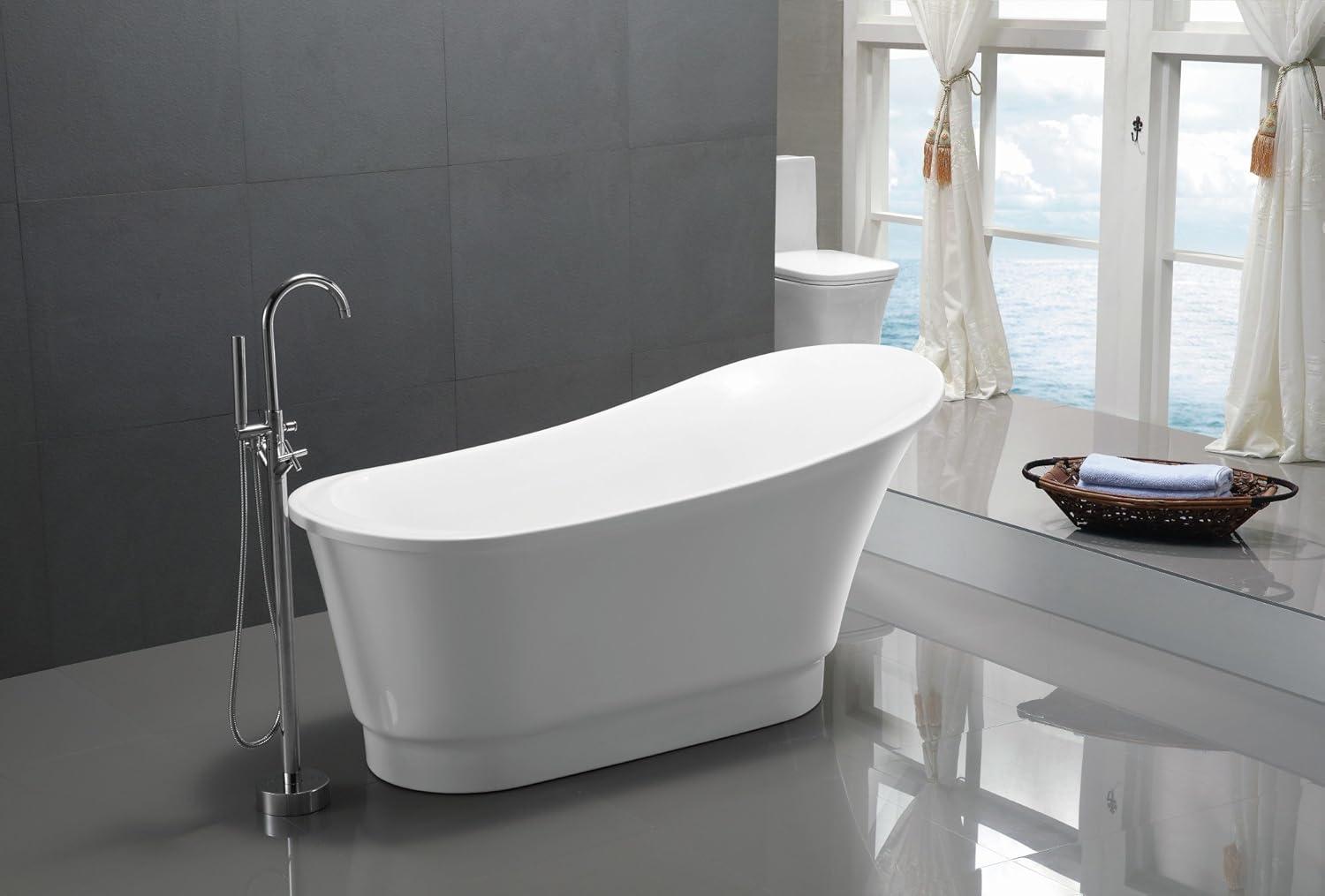 Prima Series 67'' x Freestanding Soaking Acrylic Bathtub