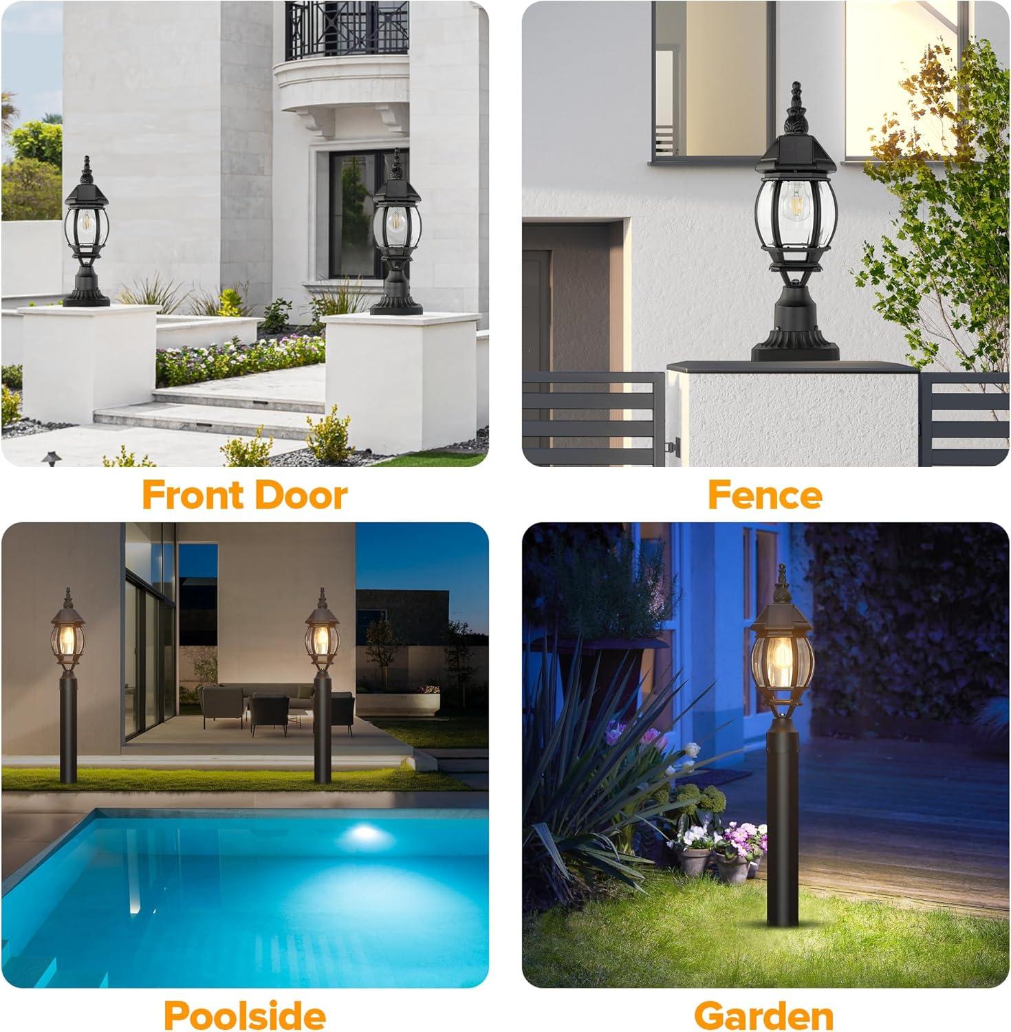 Solar Post Lamp Lights, 3000K Dusk to Dawn Solar Post Light with Pier Mount Base, Outdoor Waterproof Solar Motion Sensor Lights for Garden Yard Landscape Pole Pillar