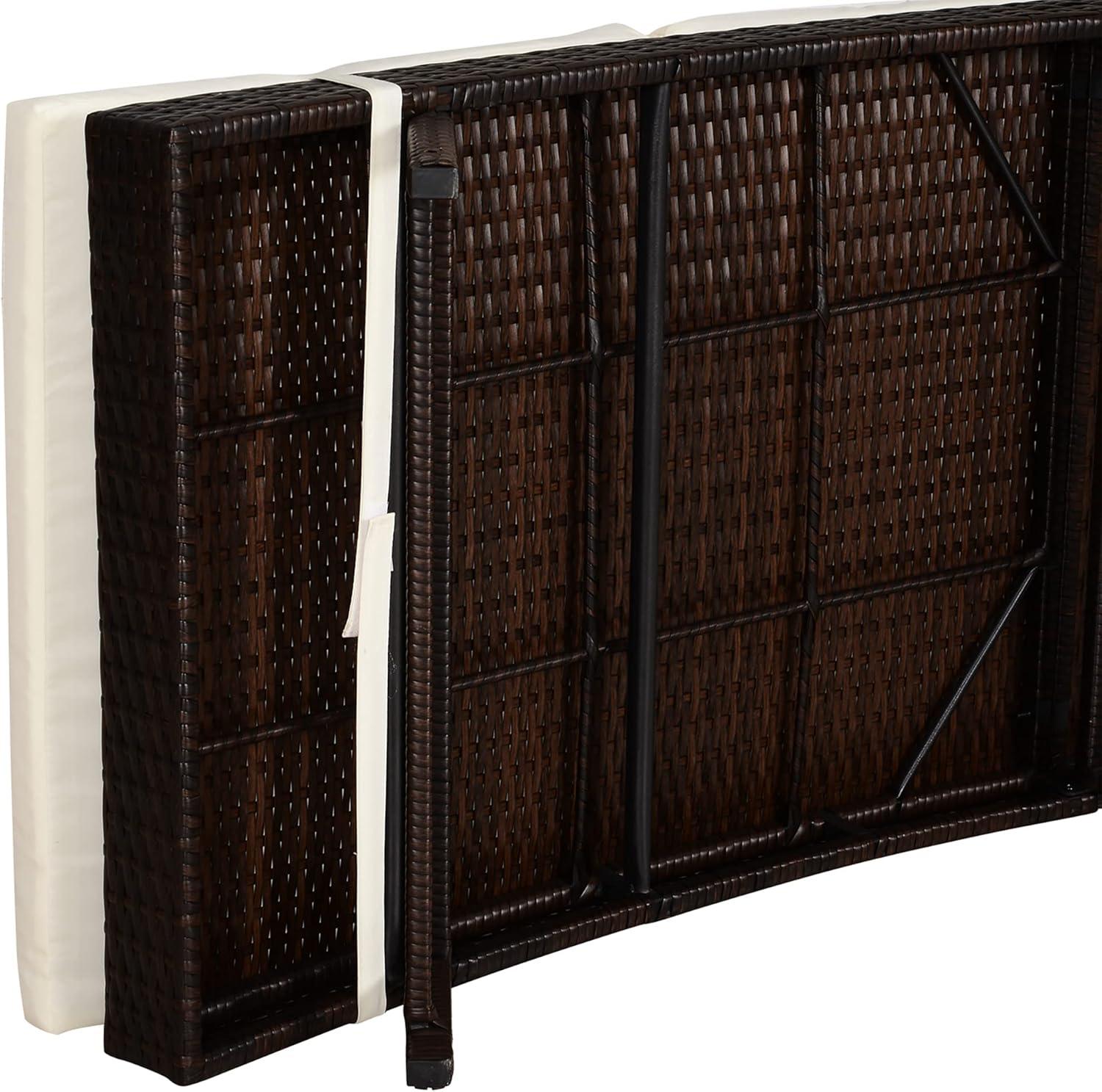 Outsunny Patio Chaise Lounge, Pool Chair with 5 Position Adjustable Backrest & Cushion, Outdoor PE Rattan Wicker Sun Tanning Seat, 28", Cream