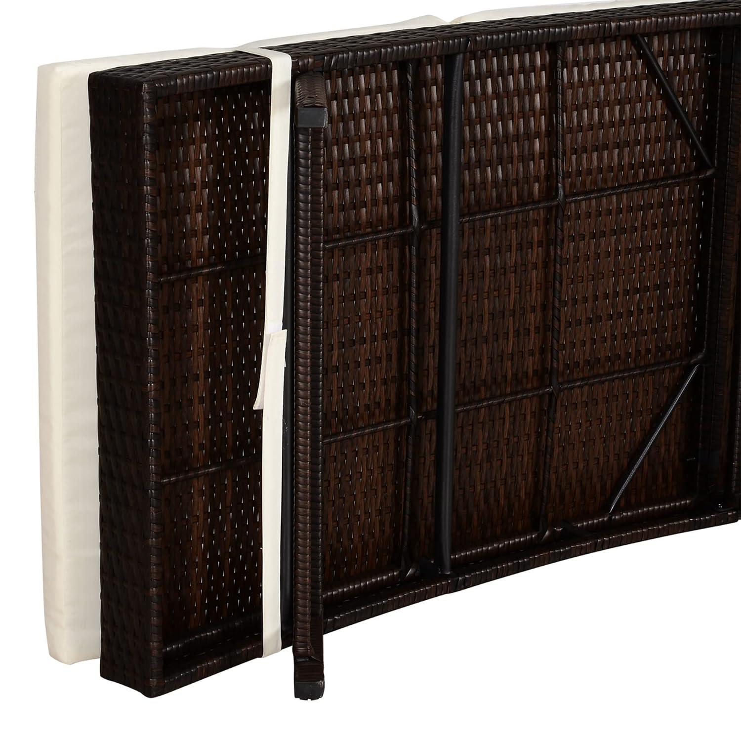 Outsunny Patio Chaise Lounge, Pool Chair with 5 Position Adjustable Backrest & Cushion, Outdoor PE Rattan Wicker Sun Tanning Seat, 28", Cream