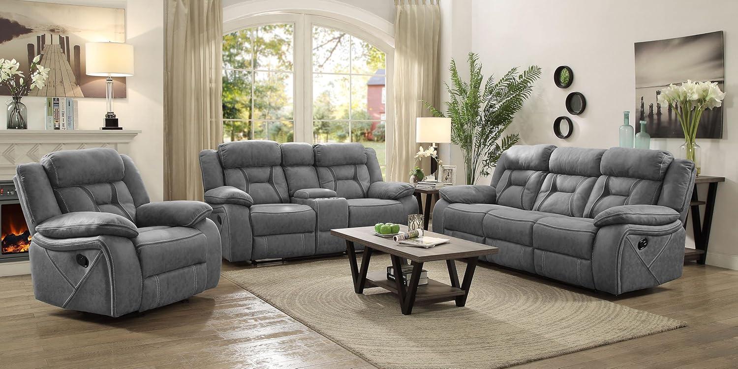 Higgins 3-Piece Gray Microfiber Reclining Sofa Set