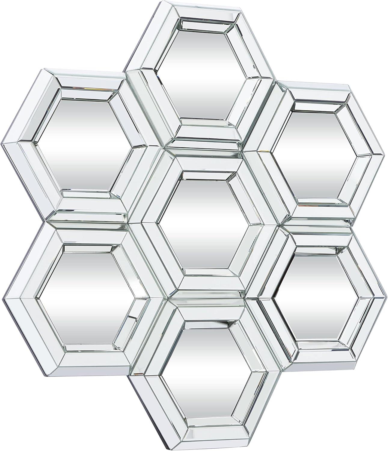 DecMode 39" x 41" Silver Honeycomb Shaped Geometric Wall Mirror