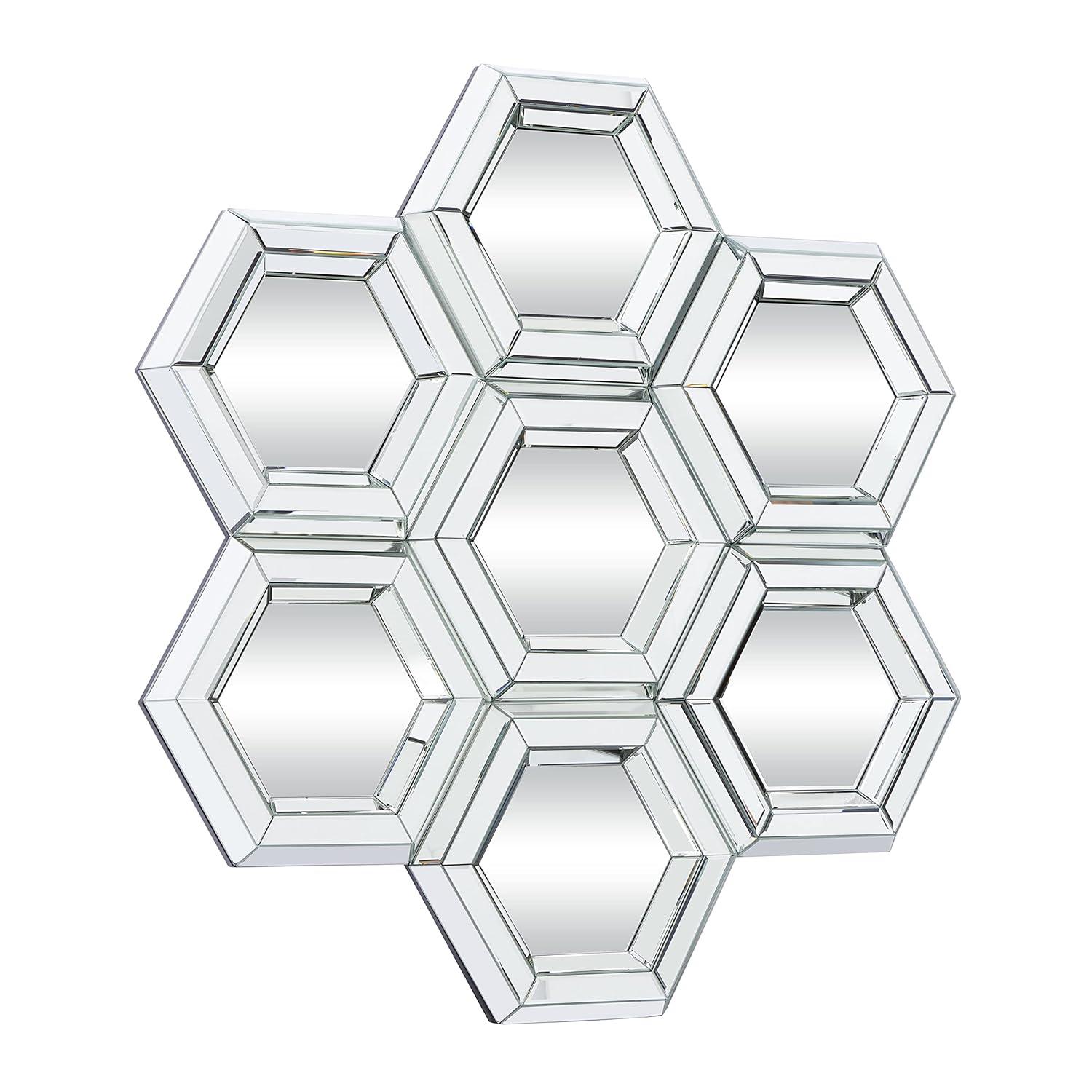 DecMode 39" x 41" Silver Honeycomb Shaped Geometric Wall Mirror