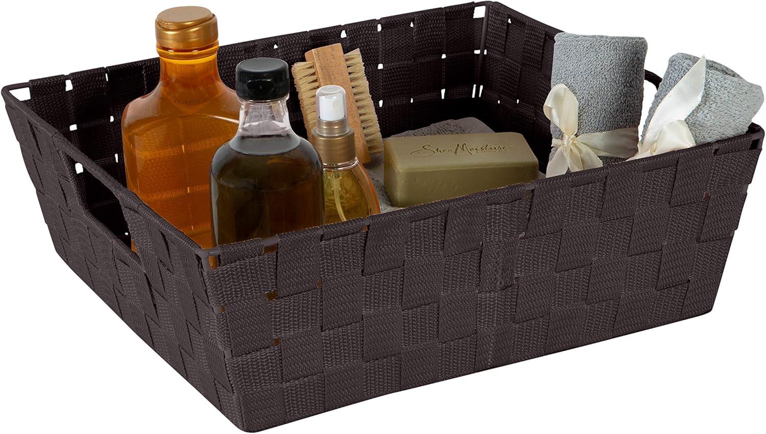 Simplify Large Woven Storage Shelf Bin in Chocolate