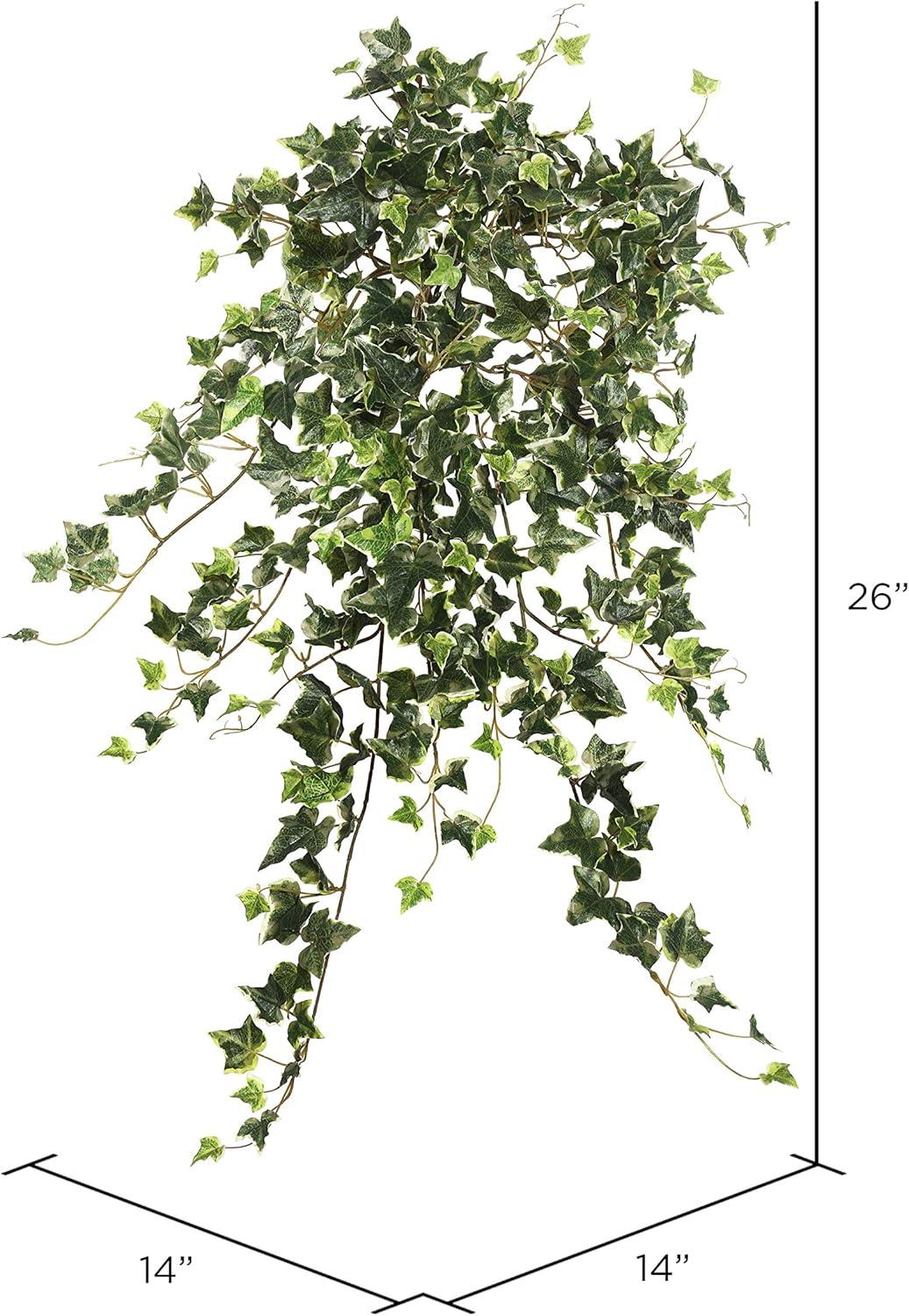 Vickerman 26" Artificial Variegated Mini Ivy Hanging Bush.