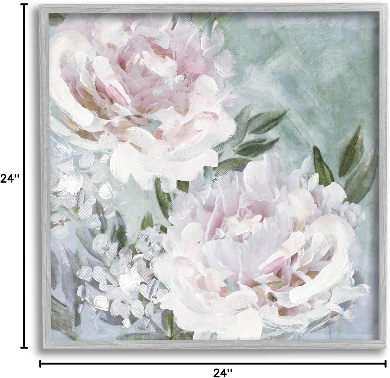 Stupell Industries Fluffy Pink Peonies Floral Framed Giclee Art, 24 x 24