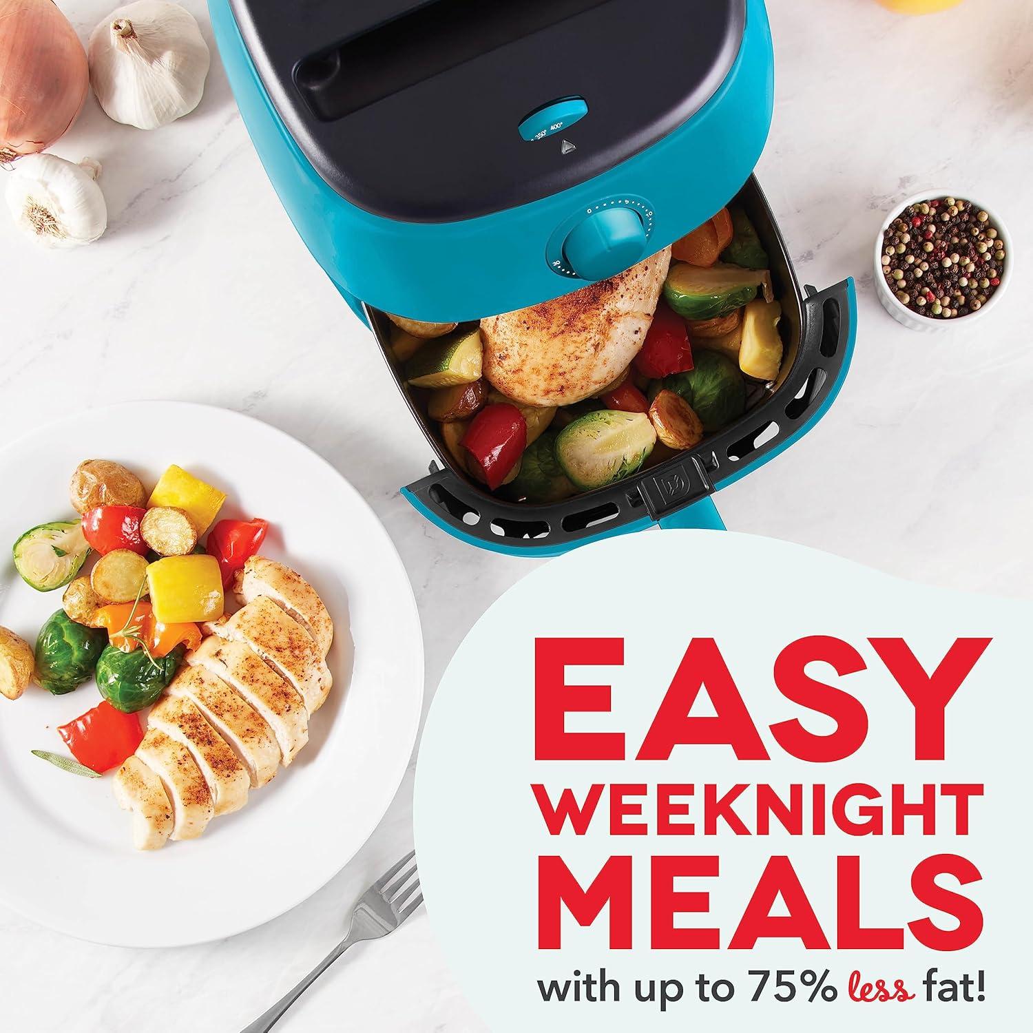 Dash Tasti Crisp 2.6 qt Air Fryer, Teal - Auto Shut off, Non-Stick Fry Basket