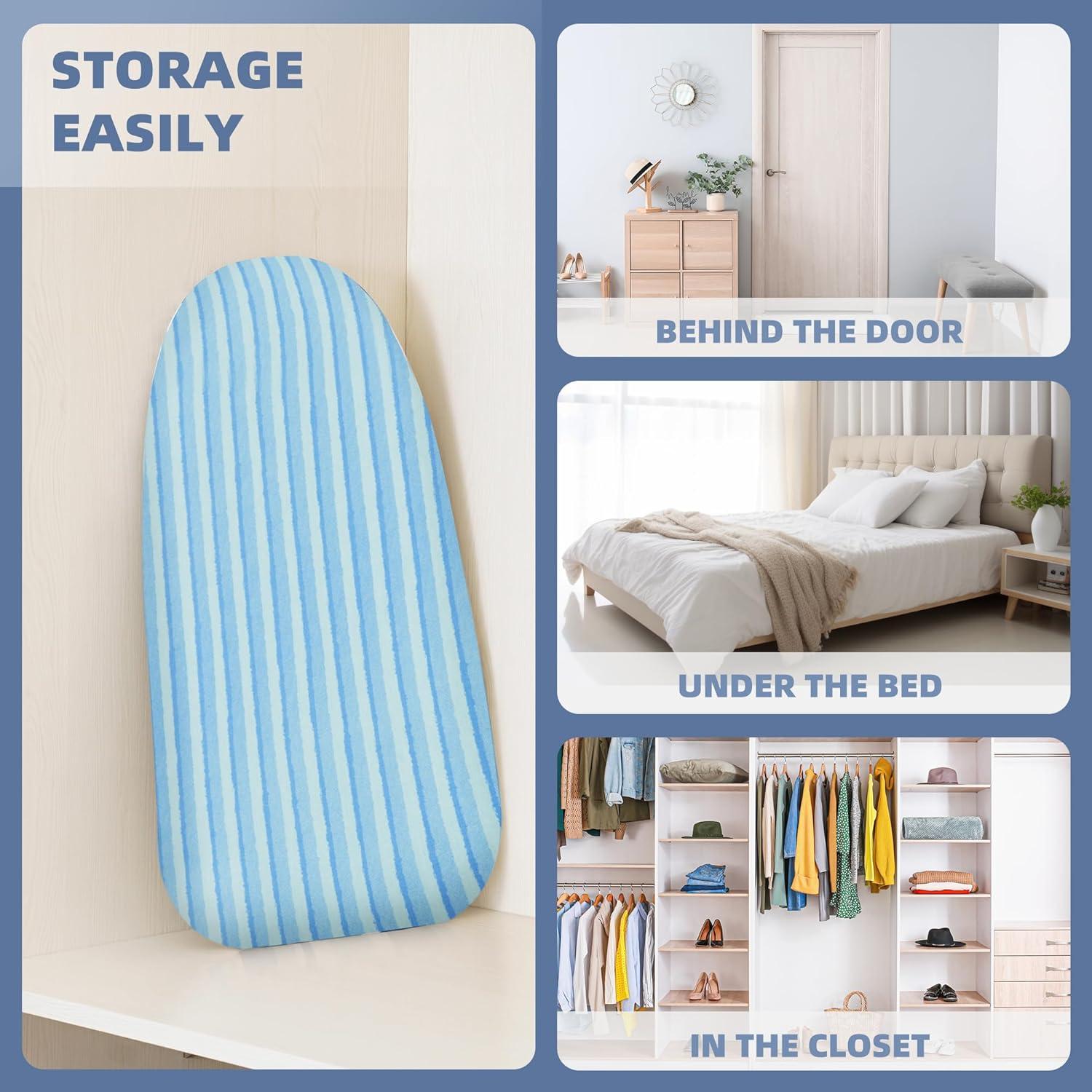 STORAGE MANIAC Tabletop Ironing Board with Folding Legs, Extra Wide Countertop Ironing Board with Cotton Cover, Portable Mini Ironing Board for Sewing, Craft Room, Household, Dorm, White