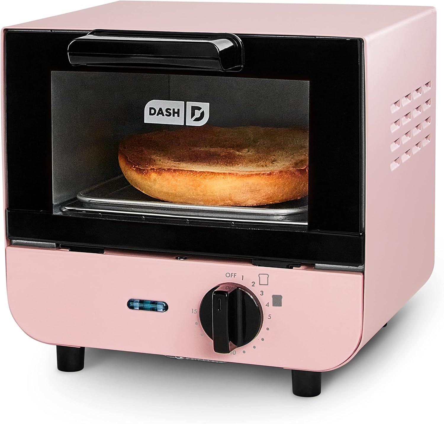 Pink Compact Mini Oven with Automatic Shutoff
