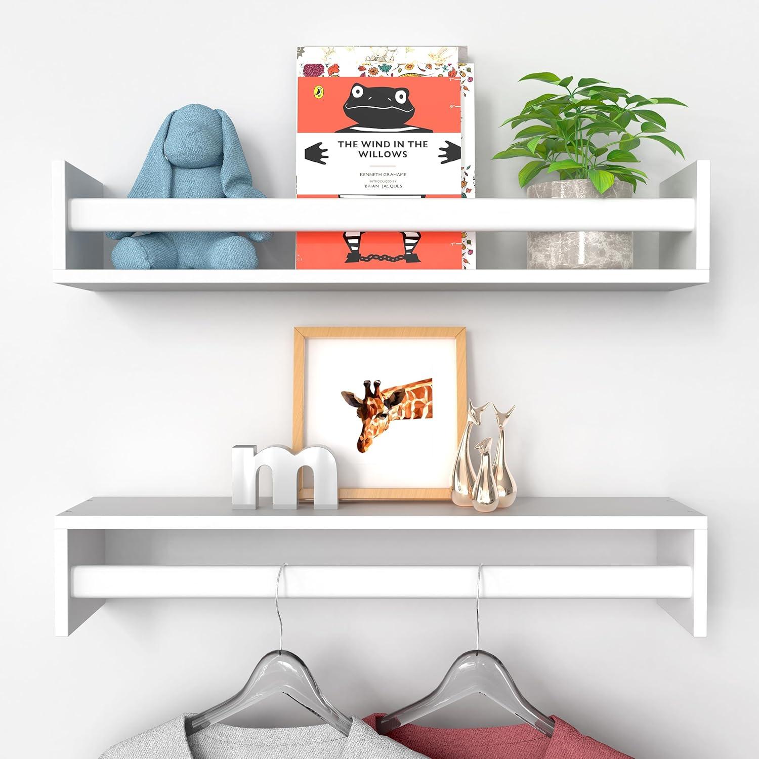 Ballucci Rigga 16" Floating Shelves with Front Bar (Set of 2)