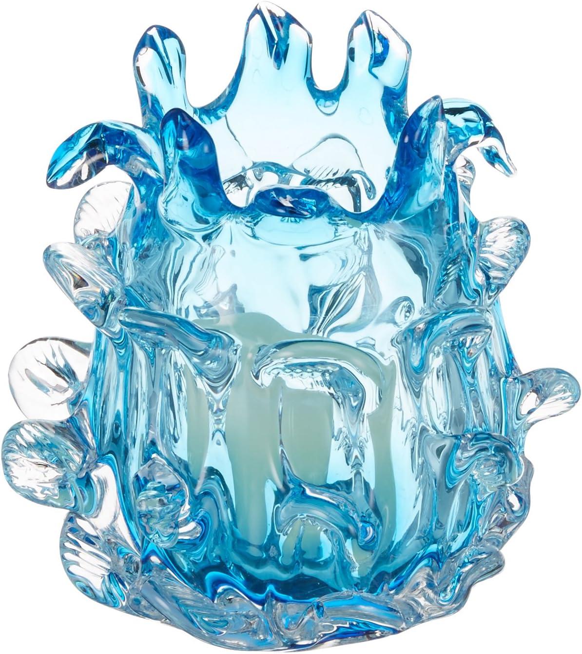 Aquamarine Festival Glass Tabletop Candleholder 6"