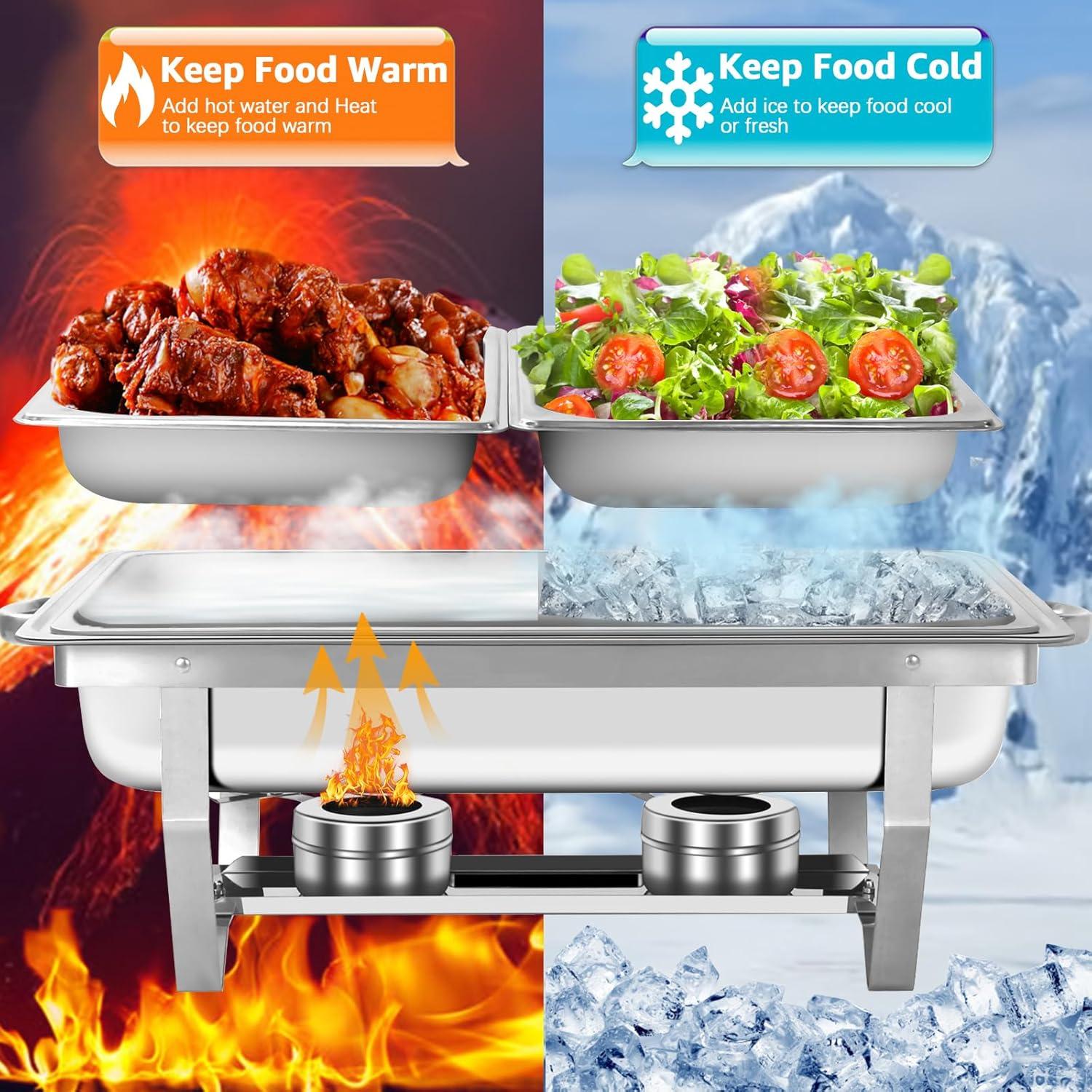 The Party Aisle™ Chafing Dishes For Buffet 4 Pack, 8 Qt Stainless Steel Chafers And Buffet Warmers Sets With Lid, Rectangle Serving Food Warmer Catering Supplies Buffet Display For Parties