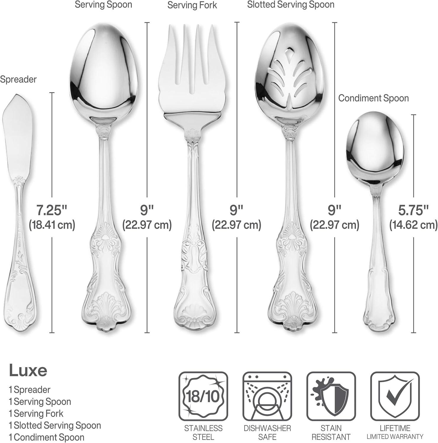 Wallace Wallace Hotel Lux 77-Piece 18/10 Stainless Steel Flatware Set, Silver, Service for 12