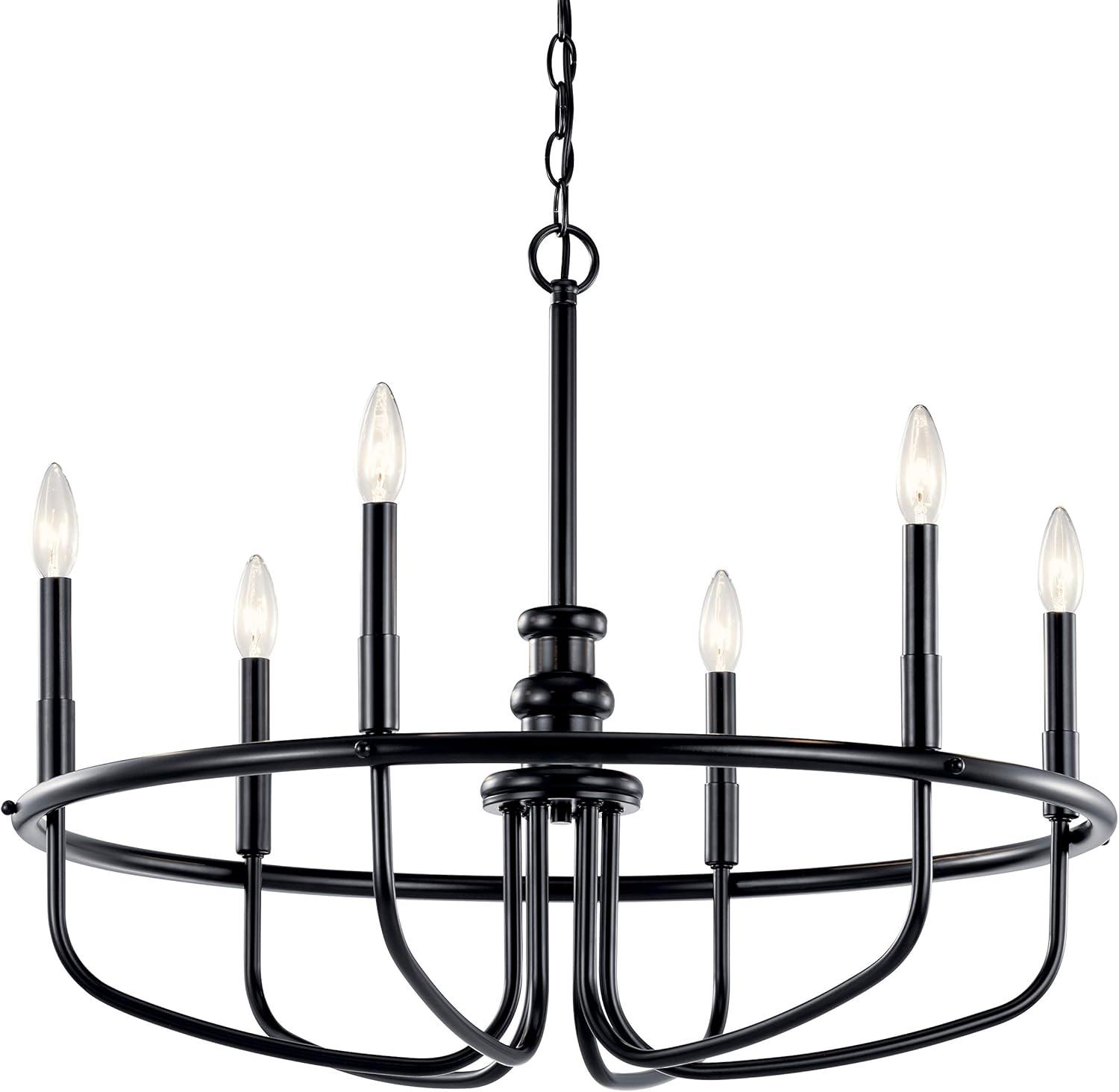 Capitol Hill Modern Black 6-Light Chandelier with Candle Sleeves