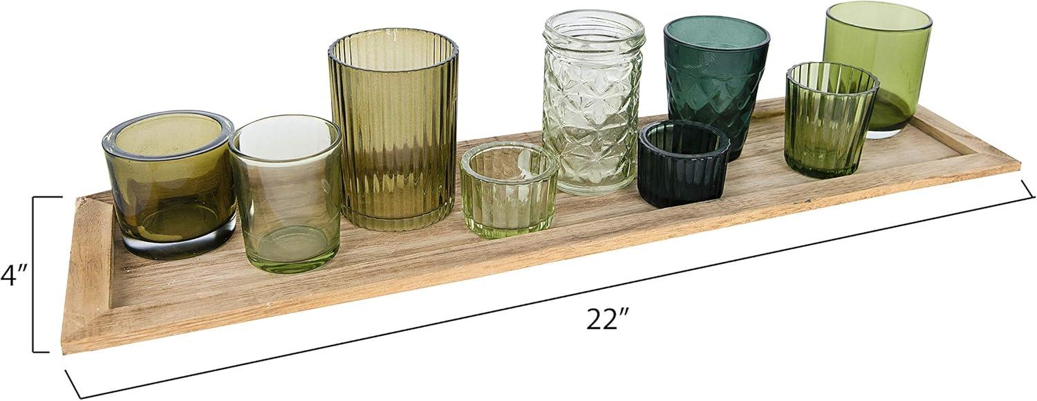 Storied Home Glass & Wood Candle Gift Set Green 22 in - Bohemian Charm, Mixed Holder Set