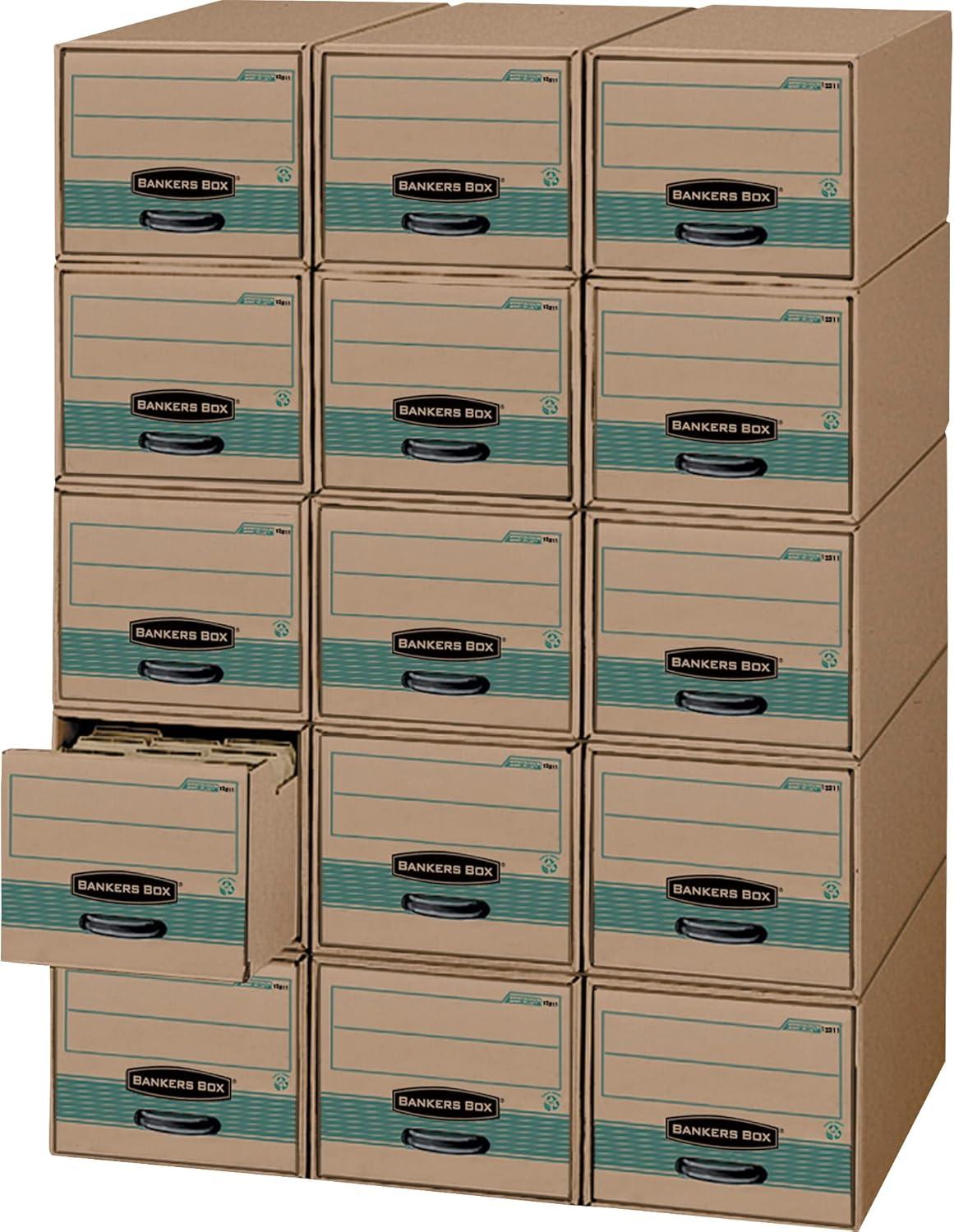 Bankers Box 1231101 14 in. x 25.5 in. x 11.5 in. STOR/DRAWER STEEL PLUS Letter Storage Drawers - Kraft/Green (6/Carton)