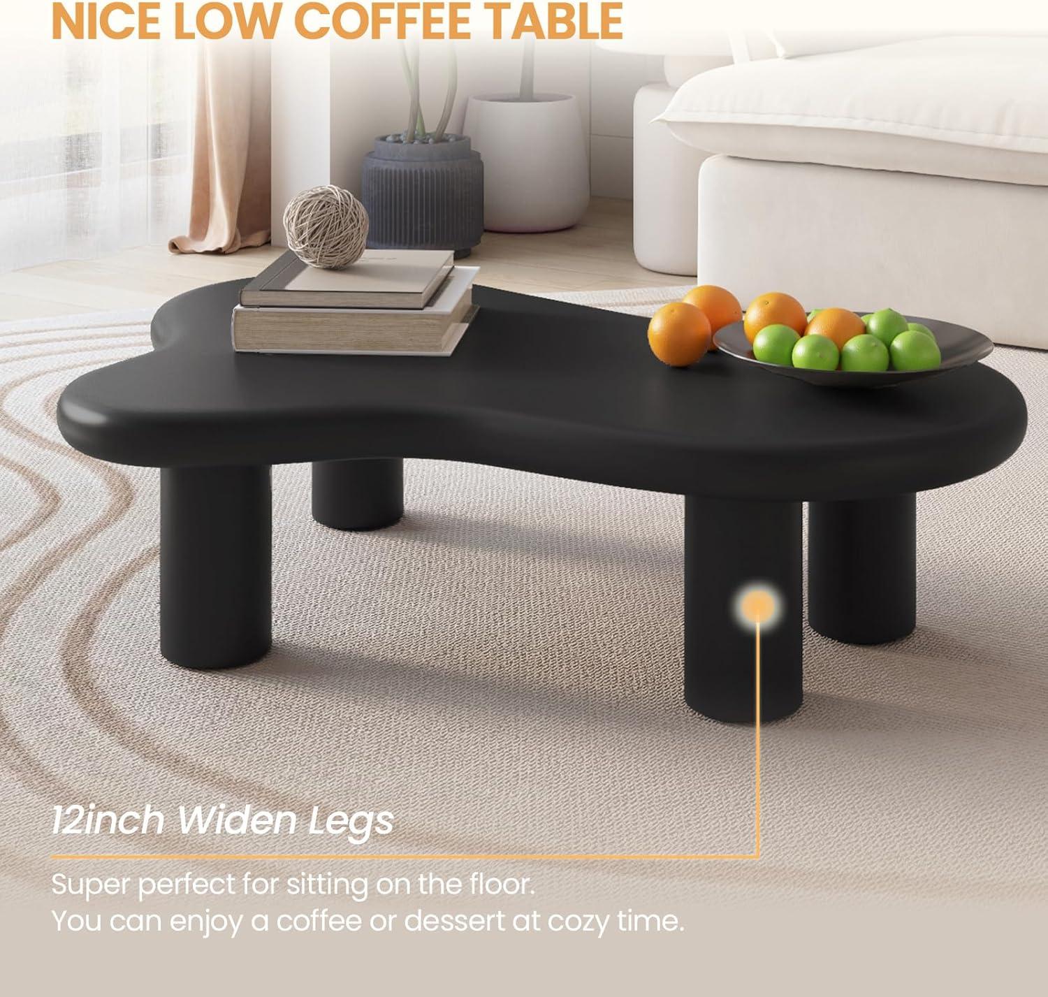 Cloud Coffee Table, White Coffee Table for Living Room, Cartoon Irregular Indoor Cloud Shaped Table for Living Room, Cloud Center Table with 4 Legs, Black