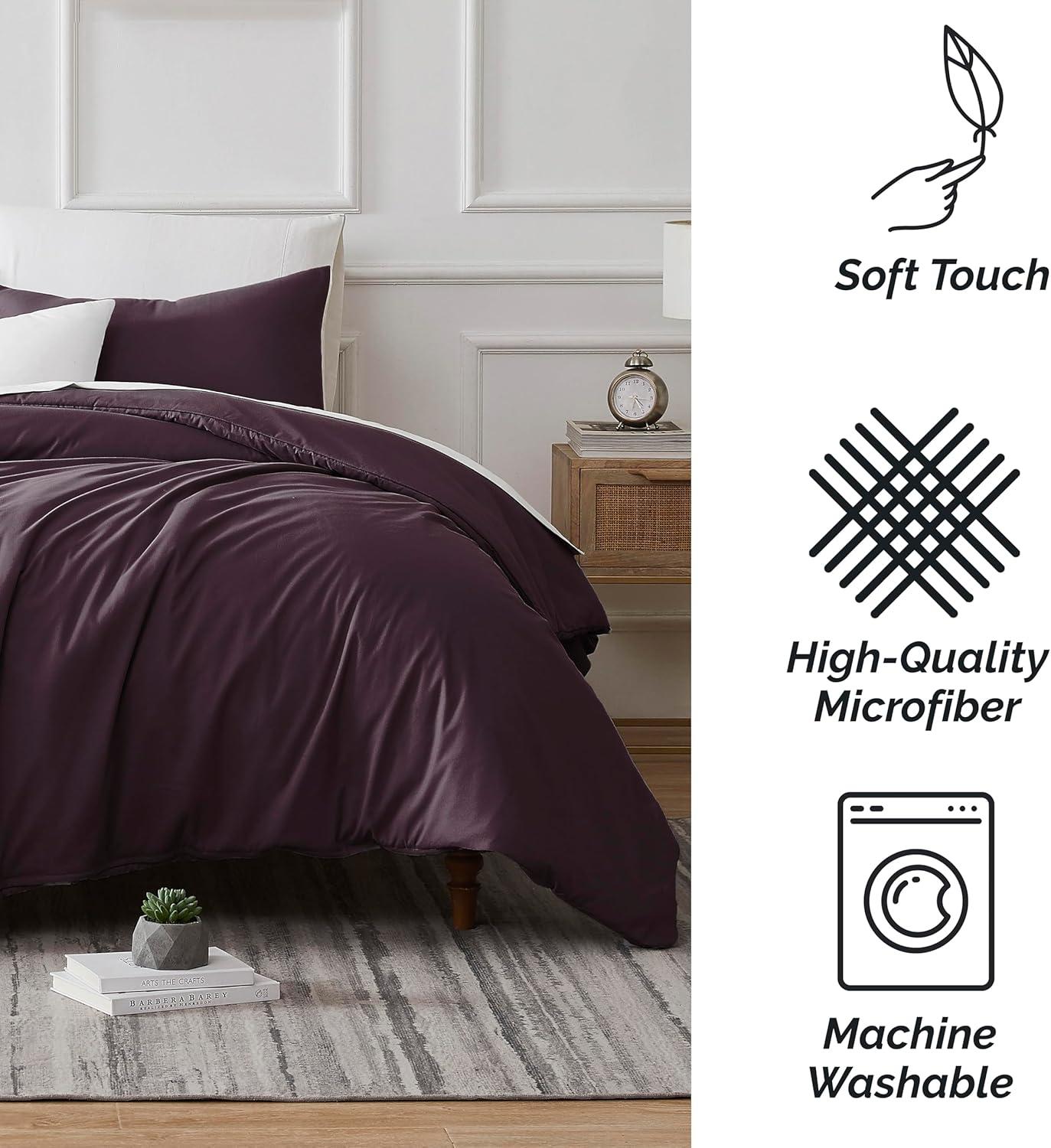 Southshore Fine Living Oversized 2-Piece ultra-soft Duvet Cover Set with Shams, Purple, Twin/Twin XL