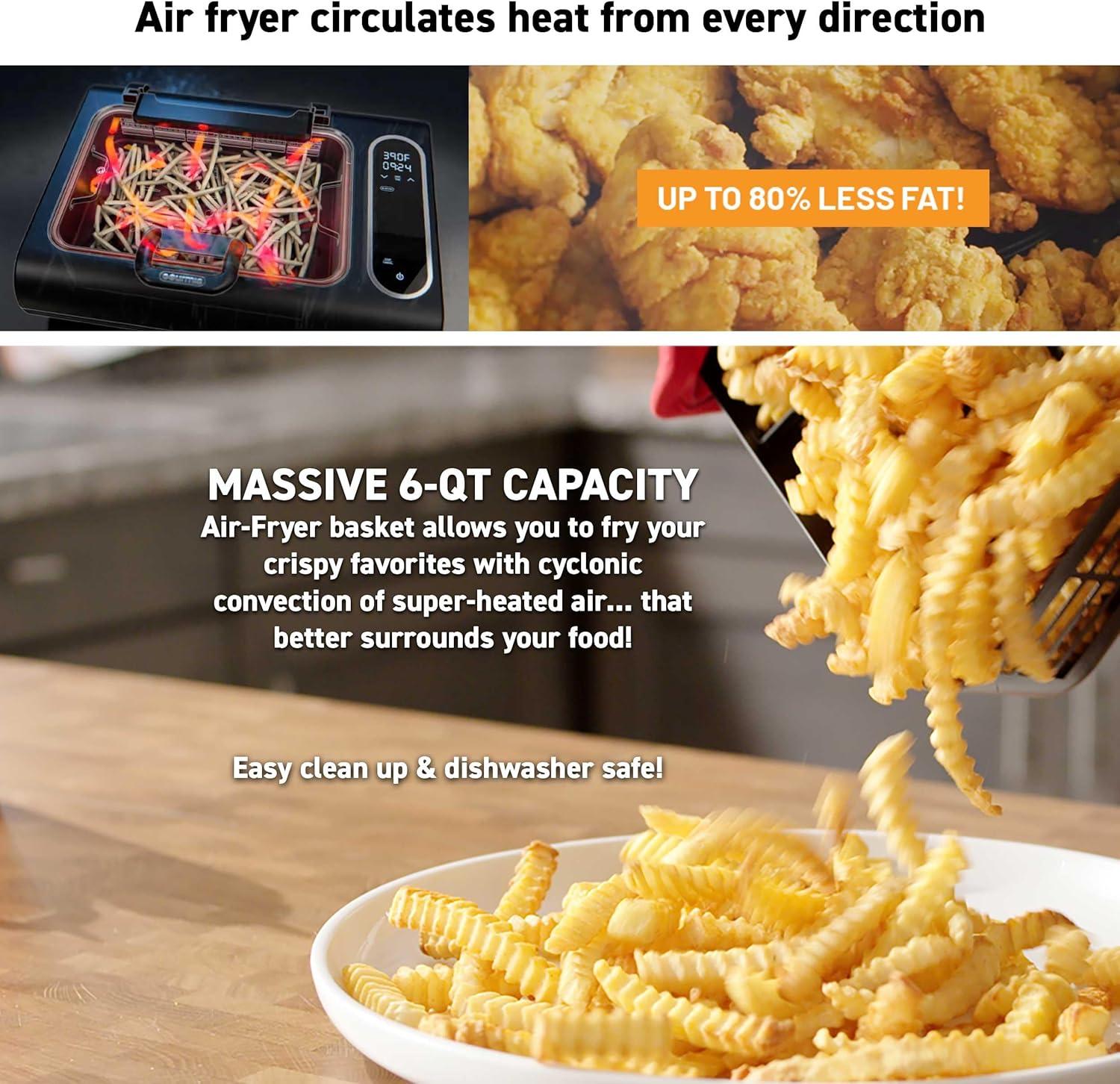 Gourmia Gourmia 6?Qt Smokeless Indoor Grill & Air Fryer FoodStation with Smoke Extracting Technology