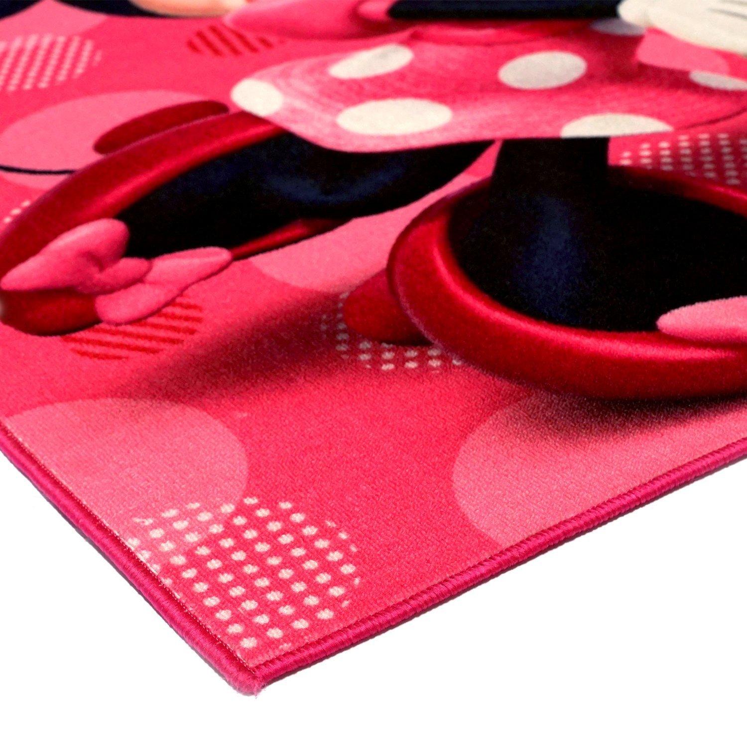 Licensed Disney Minnie Mouse Pink Ivory Polyester Youth Digital Printed Non-Slip Area Rug