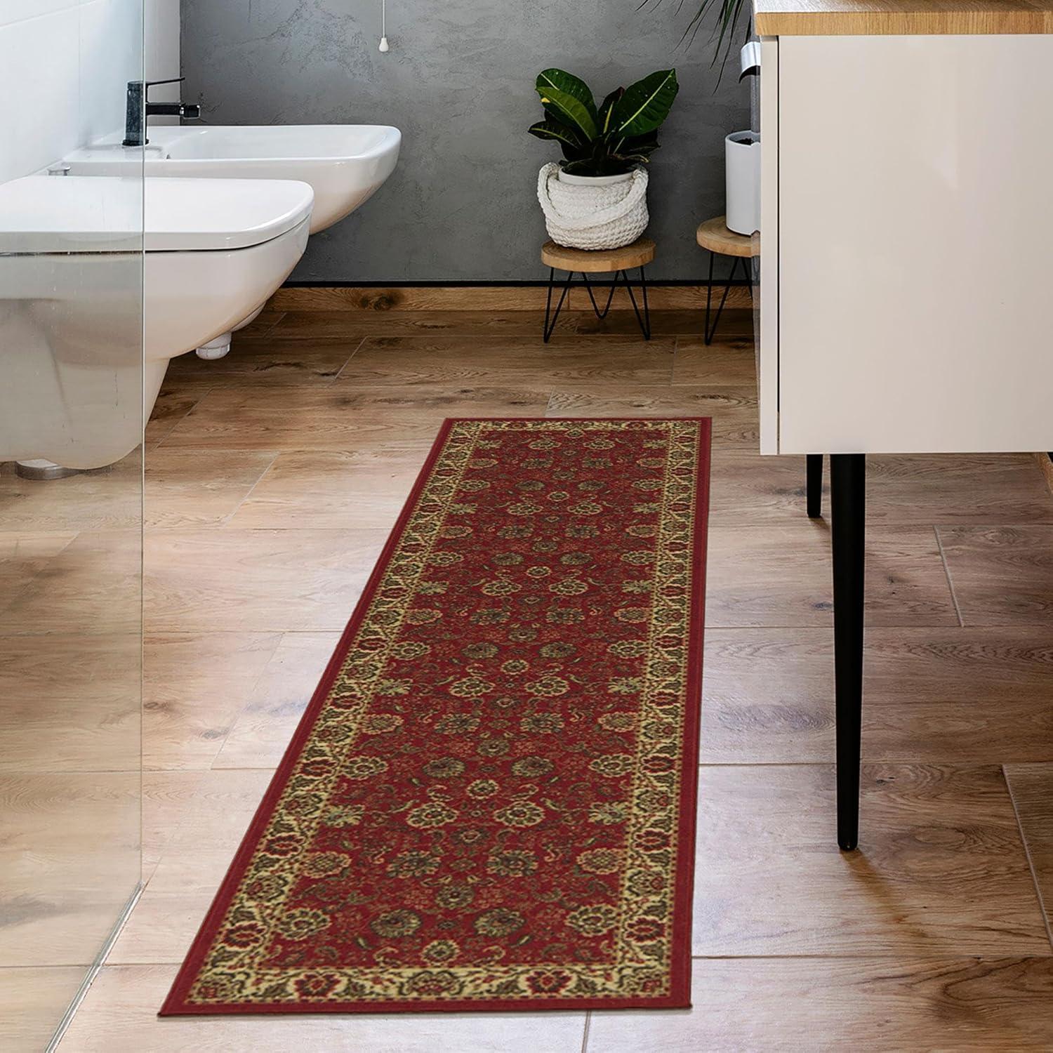 Ottohome Machine Washable Non-Slip Traditional Area Rug For Living Room, Hallway Runner, Entryway Rug