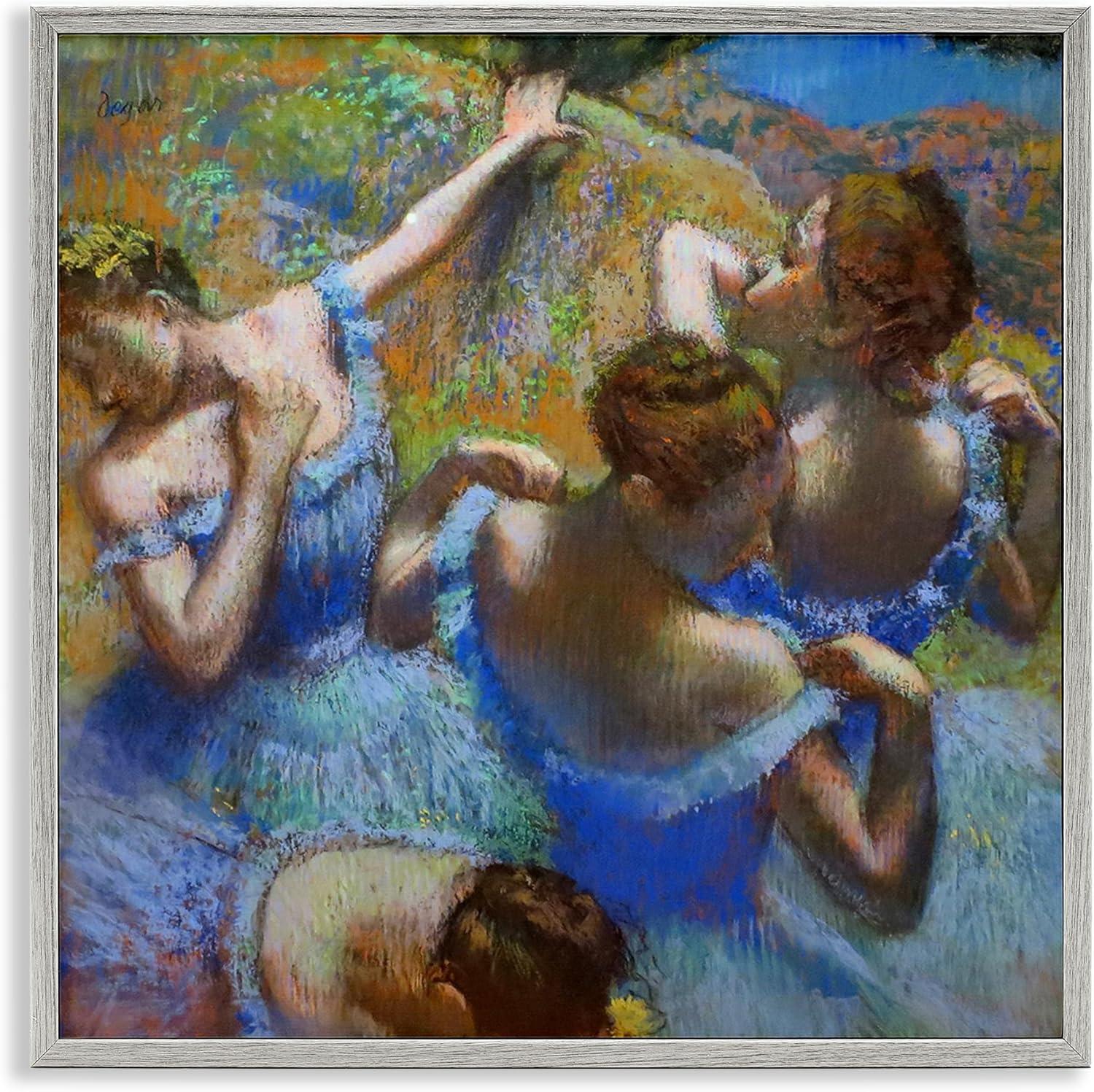Stupell Industries Ballet Dancers Blue Green Classic Painting, Design by Edgar Degas Gray Framed Wall Art, 24x24