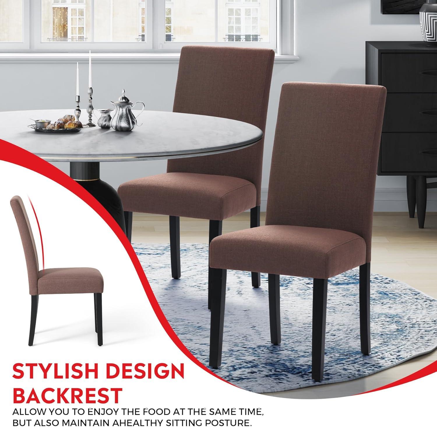 Costaelm Adison Fabric Dining Side Chair 2 Pc Set in Brown